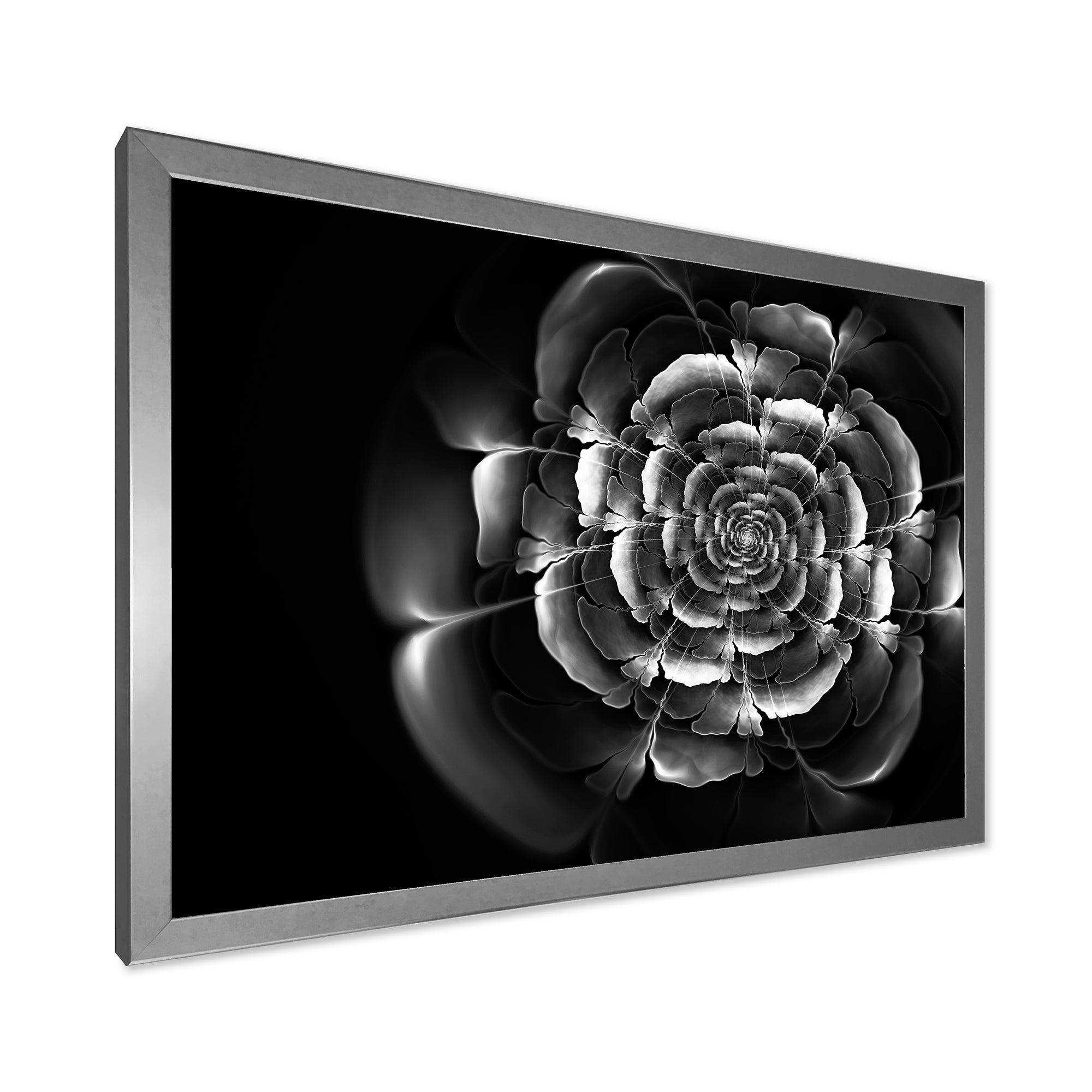 Fractal Silver Rose in Dark