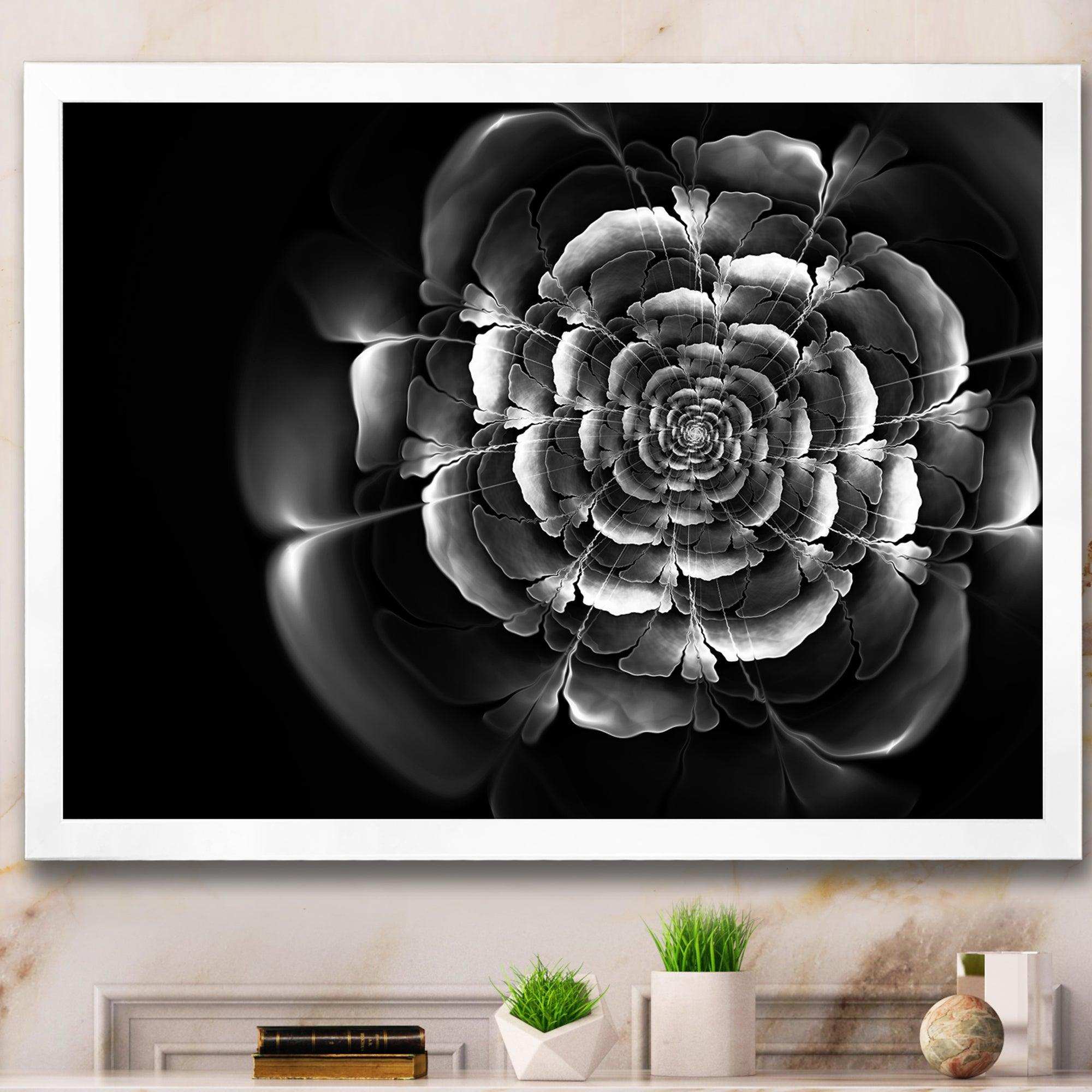 Fractal Silver Rose in Dark