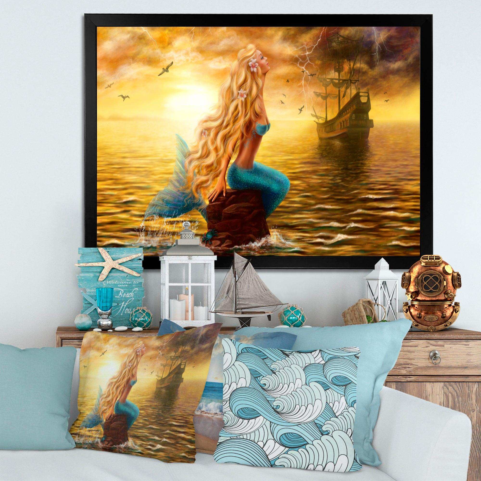 Sea Mermaid with Ghost Ship