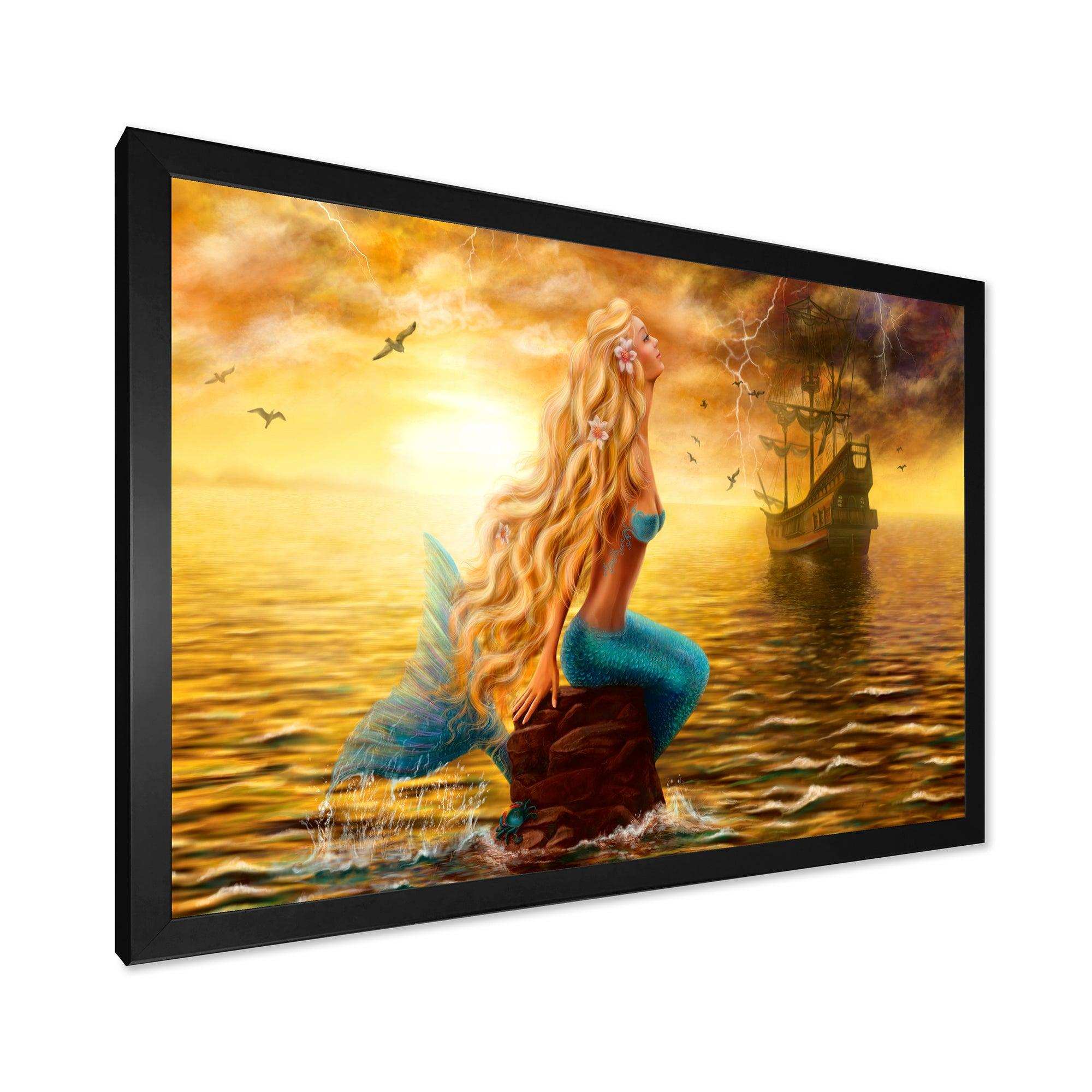 Sea Mermaid with Ghost Ship