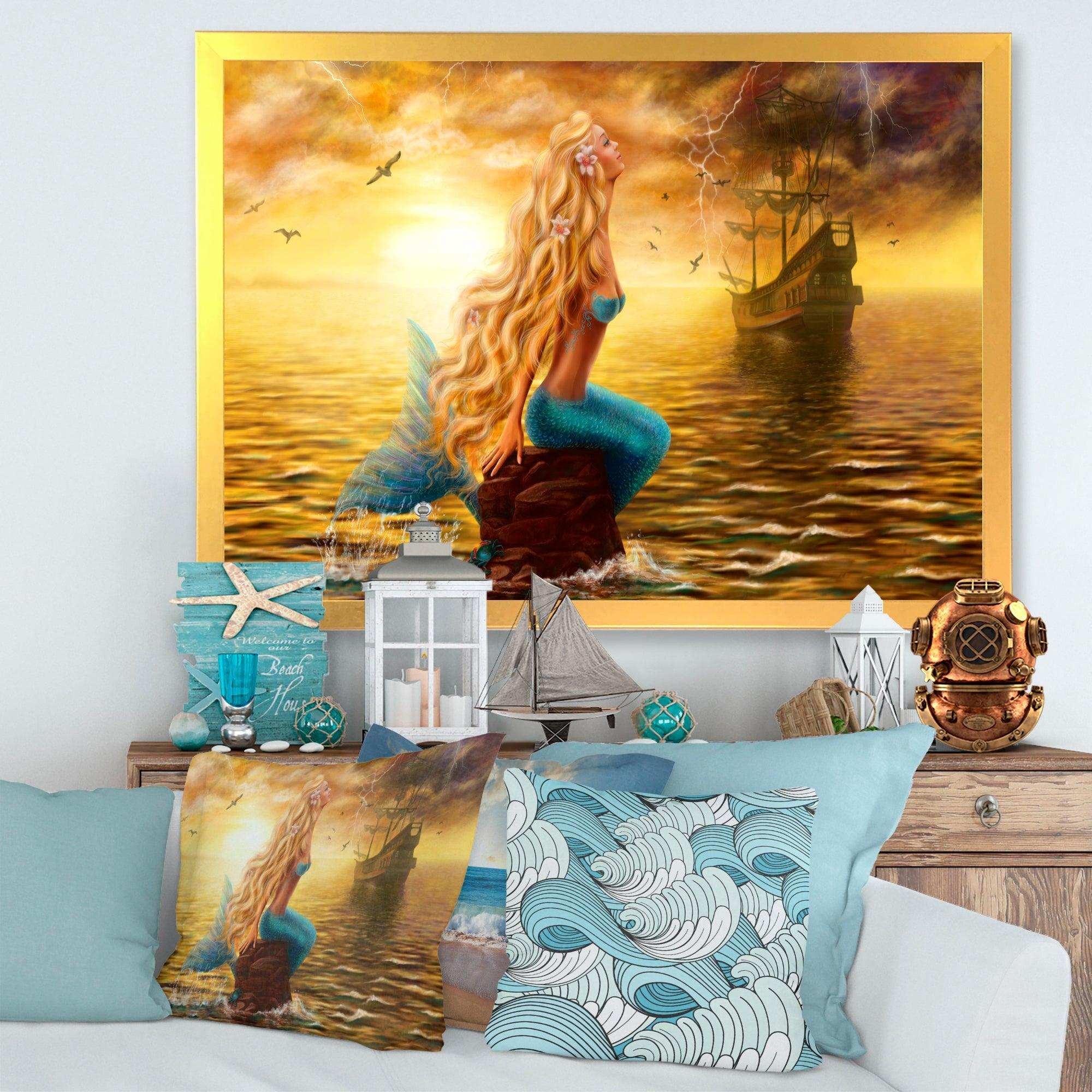 Sea Mermaid with Ghost Ship