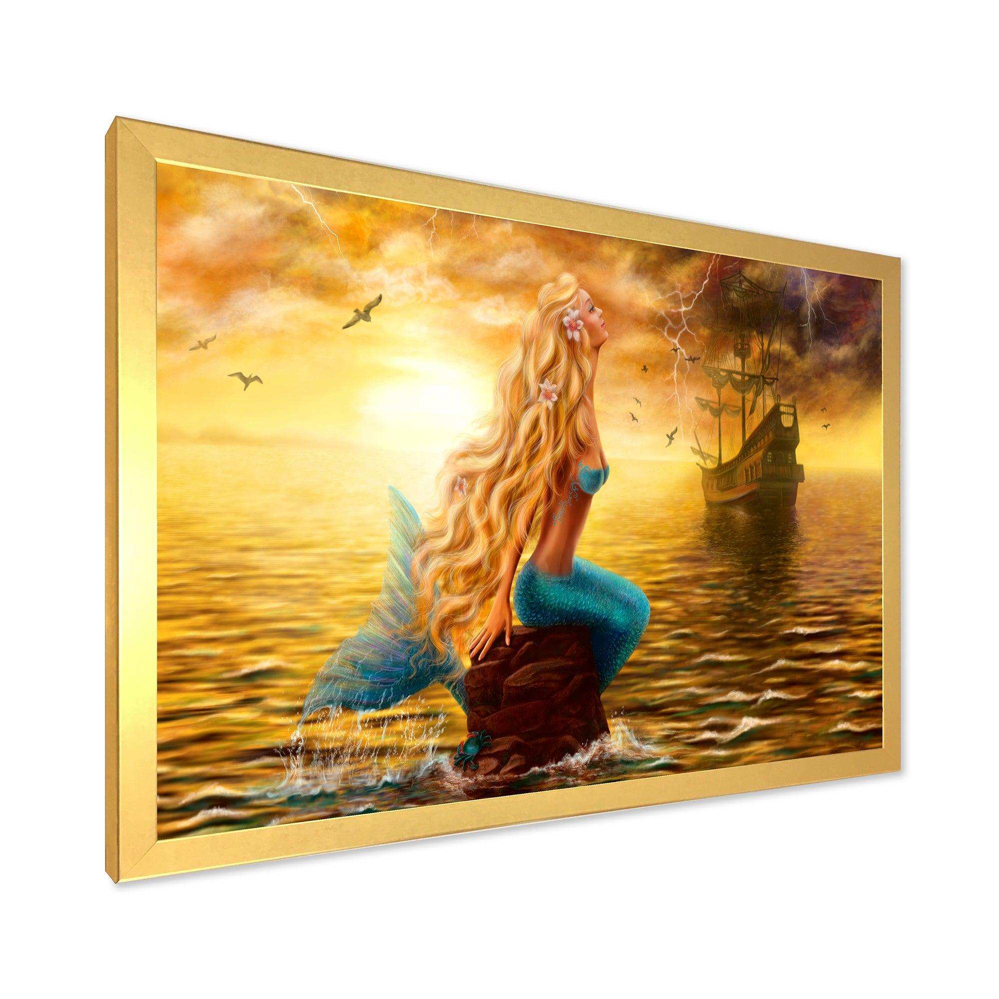 Sea Mermaid with Ghost Ship