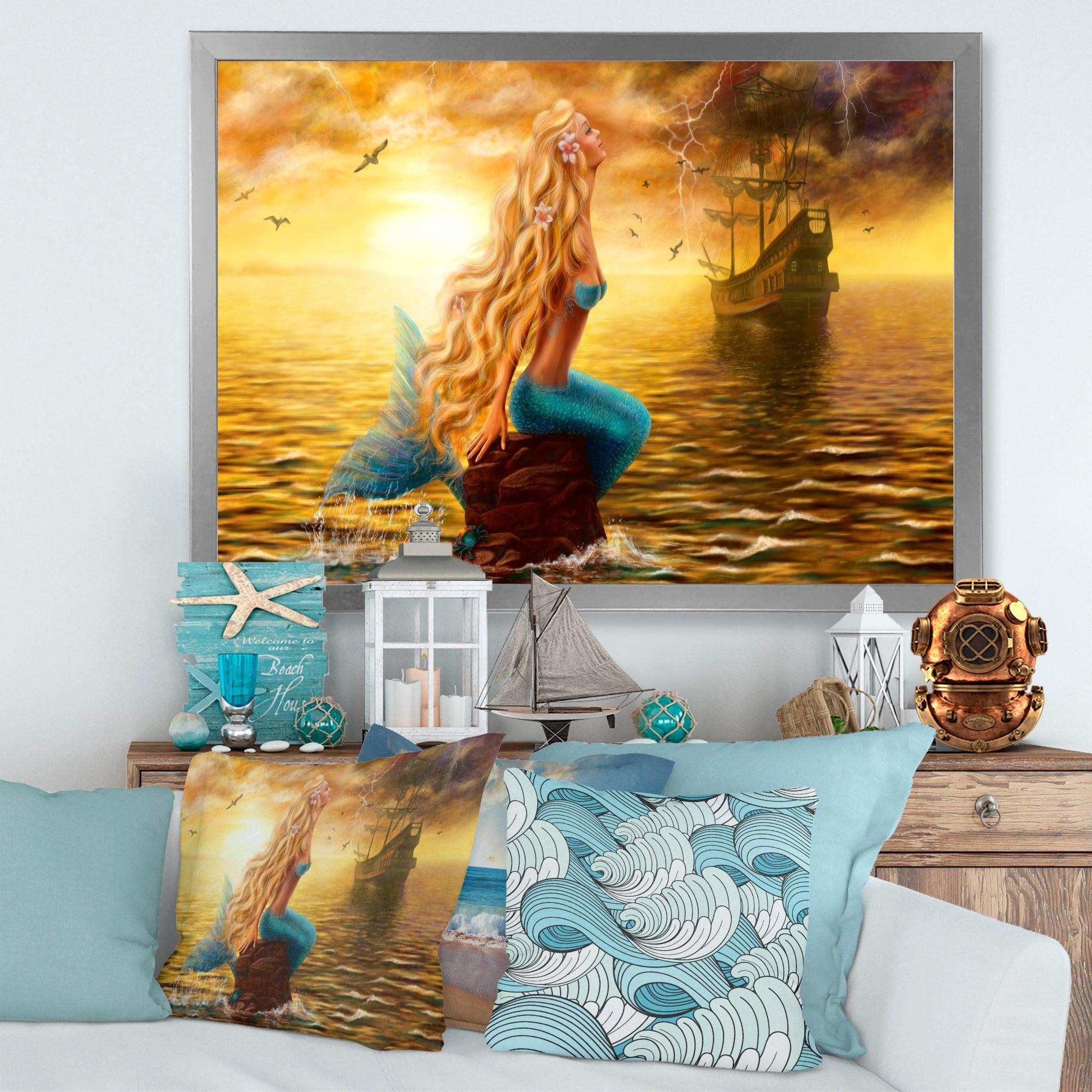 Sea Mermaid with Ghost Ship