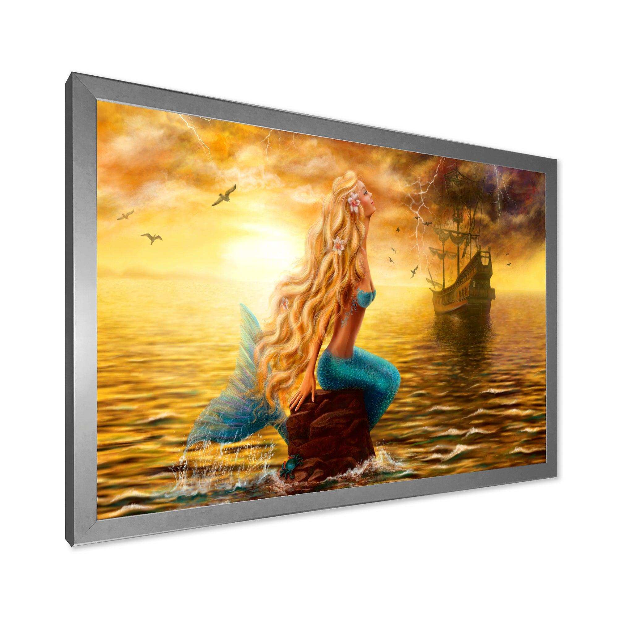 Sea Mermaid with Ghost Ship