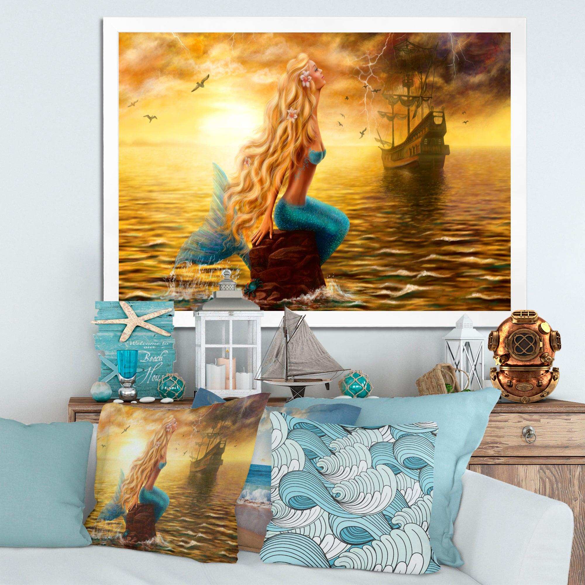 Sea Mermaid with Ghost Ship