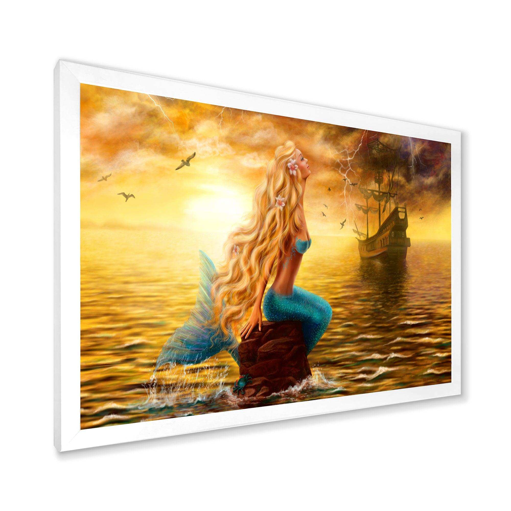 Sea Mermaid with Ghost Ship