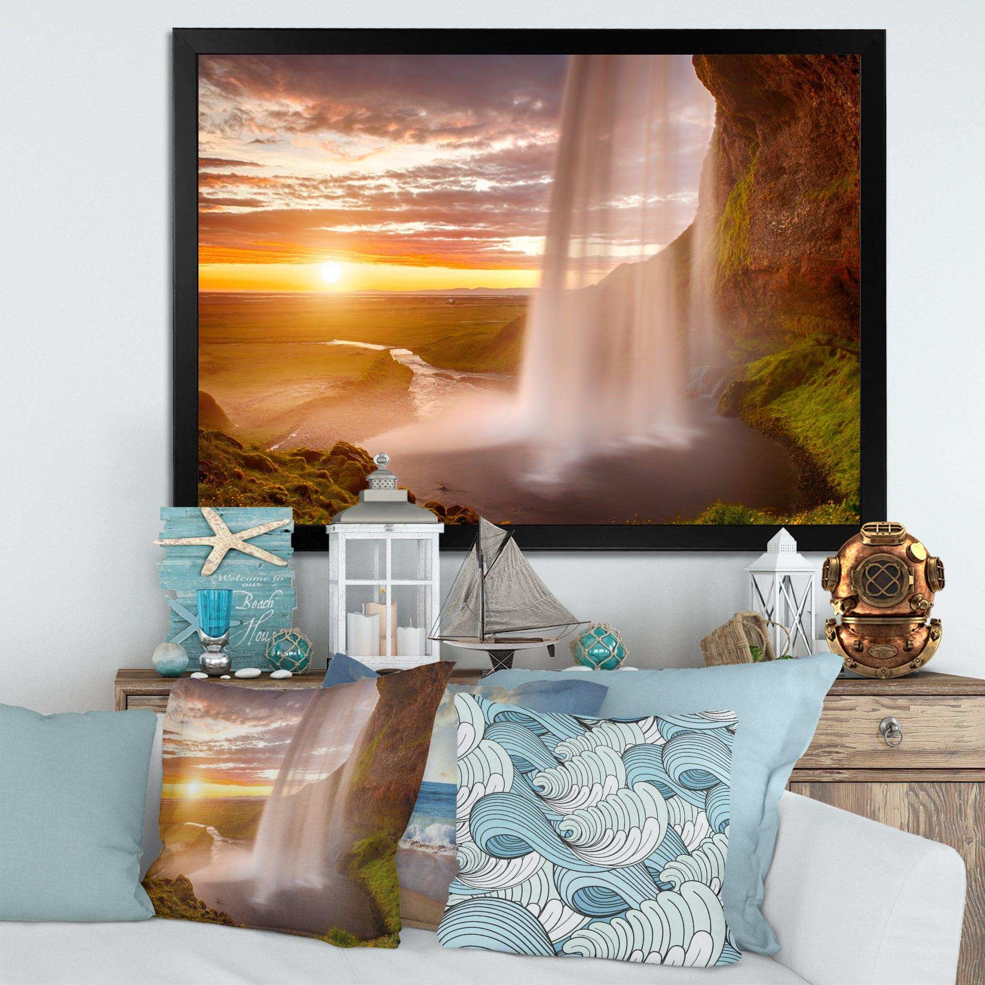 Seljalandsfoss Waterfall at Sunset