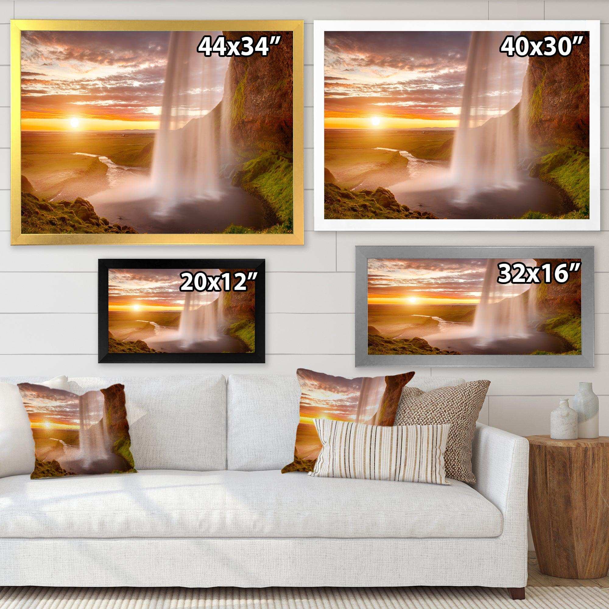 Seljalandsfoss Waterfall at Sunset