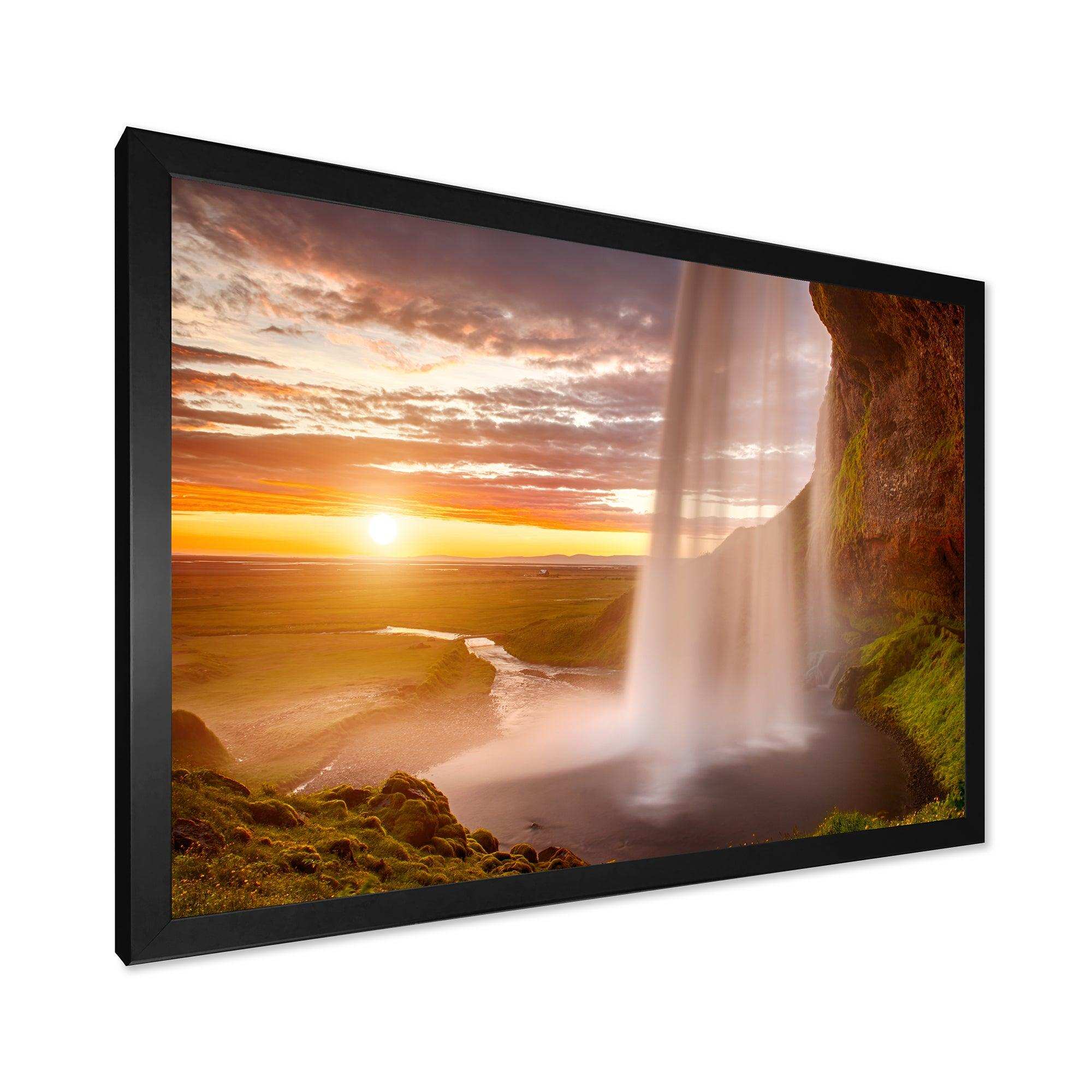 Seljalandsfoss Waterfall at Sunset