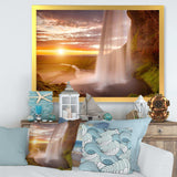 Seljalandsfoss Waterfall at Sunset