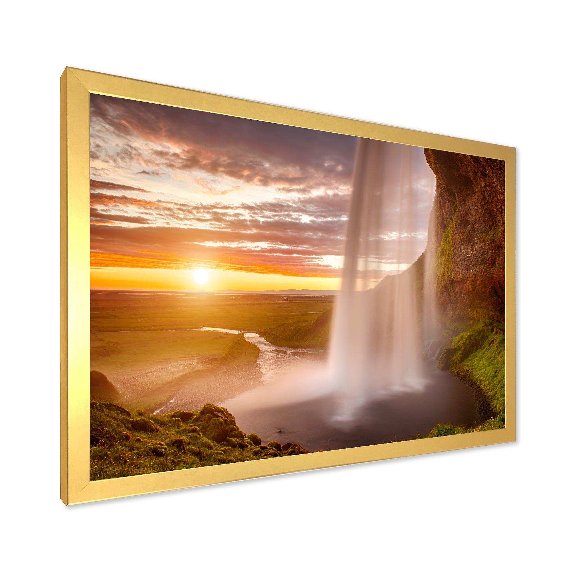 Seljalandsfoss Waterfall at Sunset