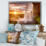 Seljalandsfoss Waterfall at Sunset