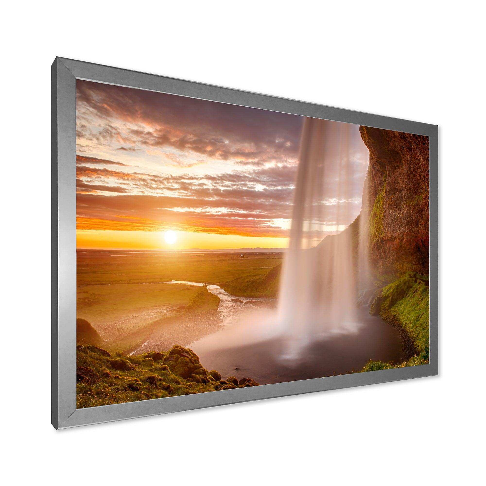 Seljalandsfoss Waterfall at Sunset