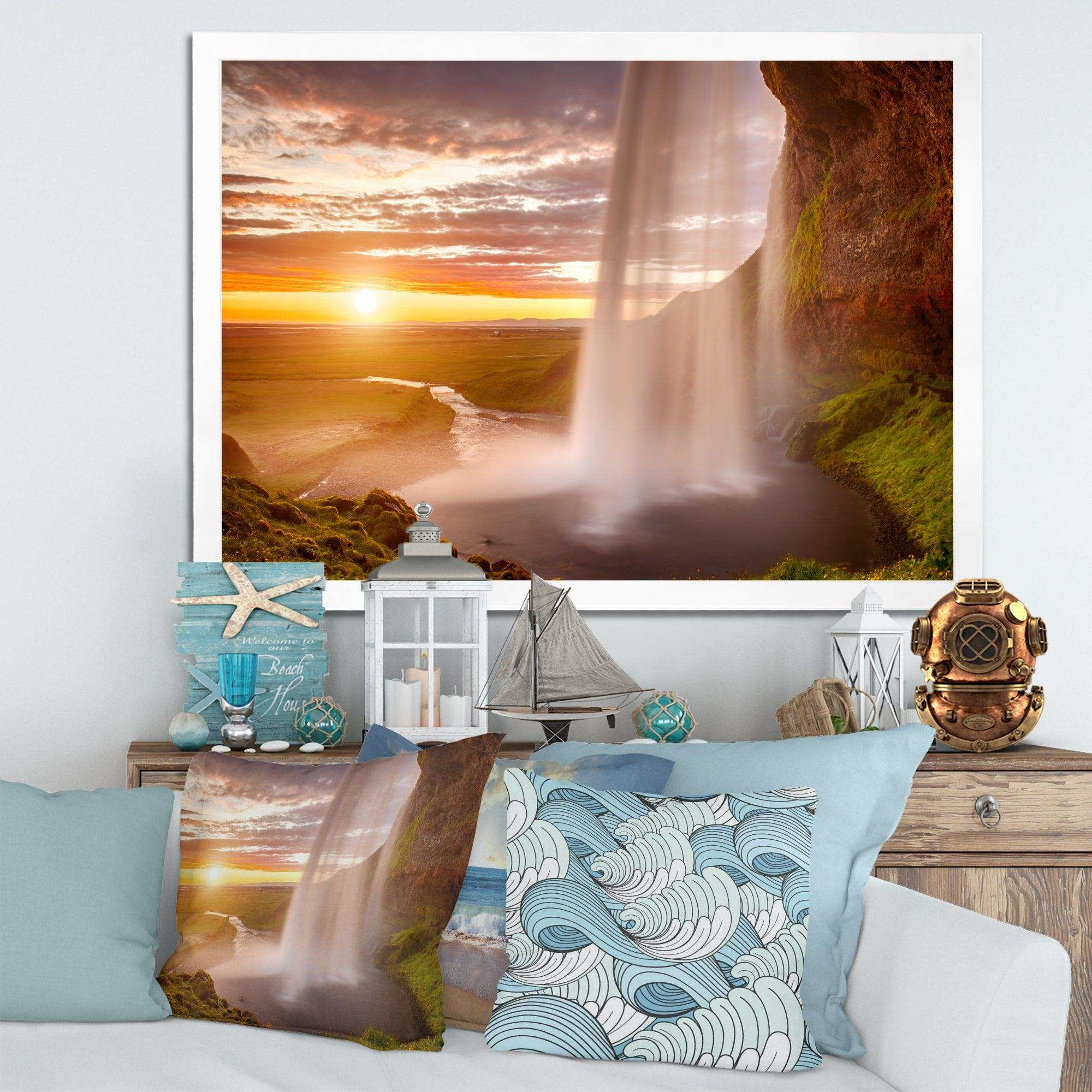 Seljalandsfoss Waterfall at Sunset