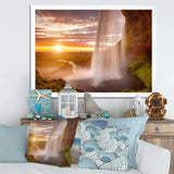 Seljalandsfoss Waterfall at Sunset