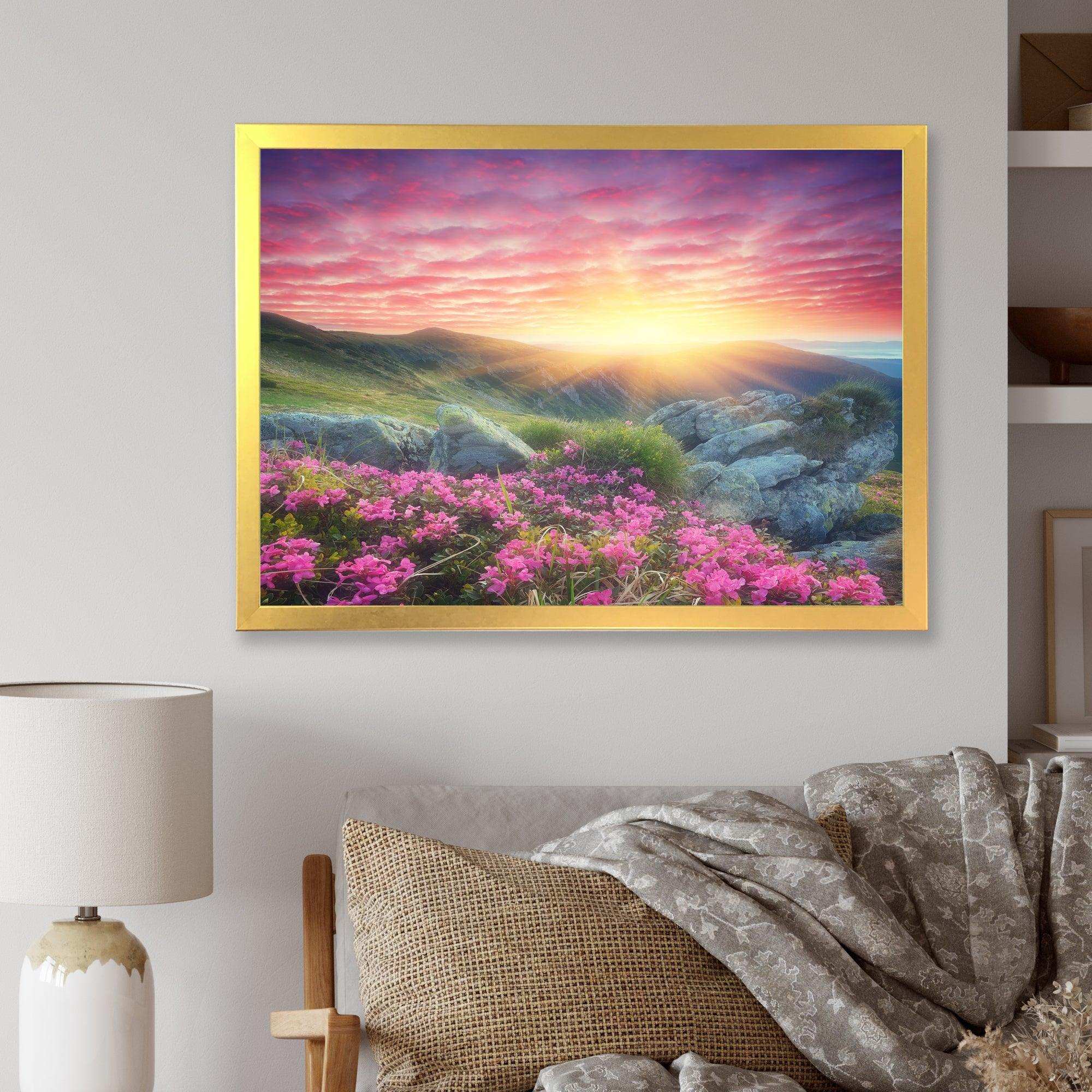 Morning with Flowers in Mountains