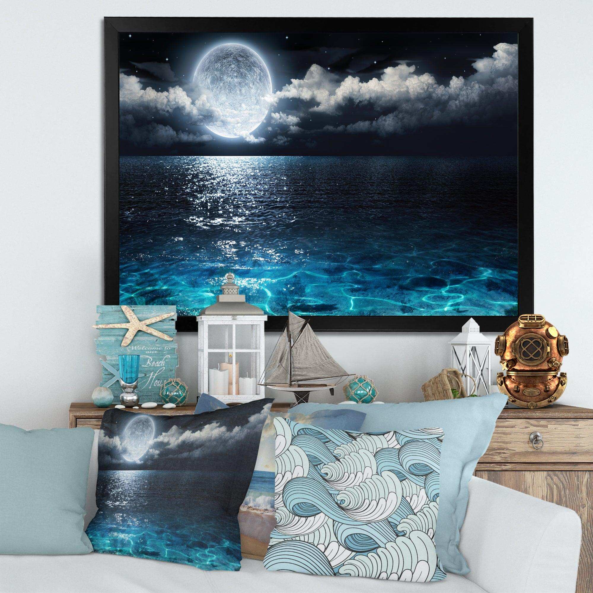 Romantic Full Moon Over Sea