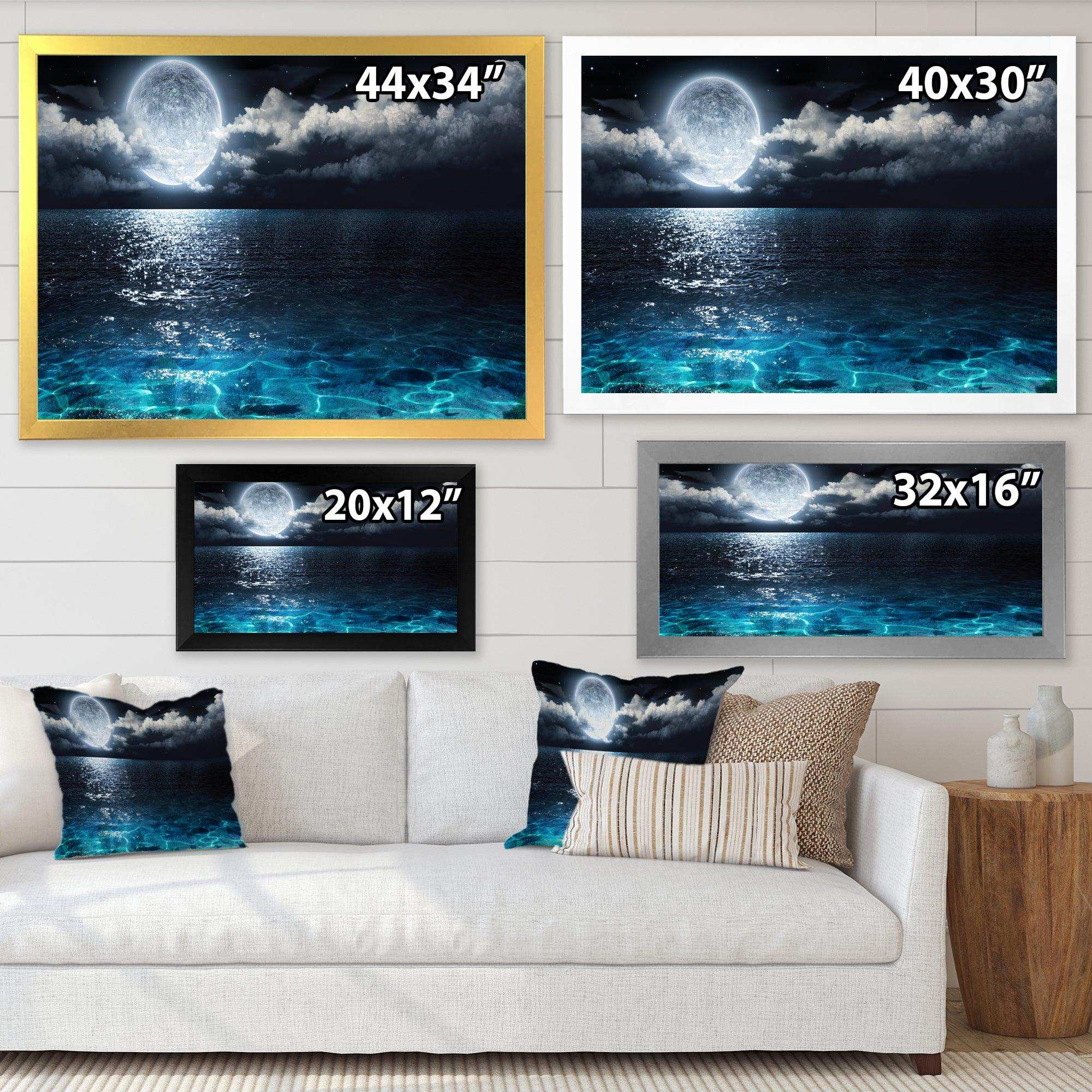 Romantic Full Moon Over Sea