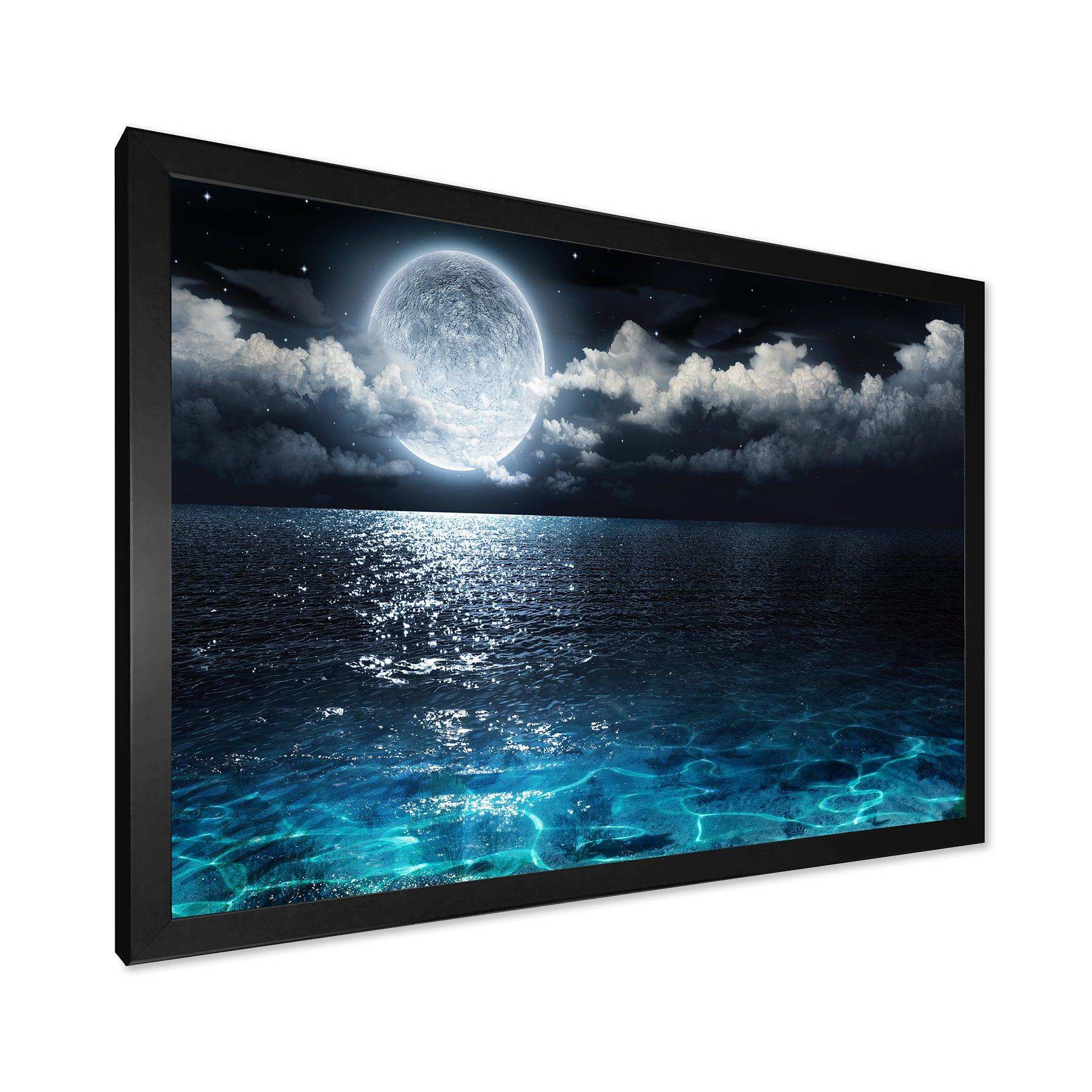 Romantic Full Moon Over Sea