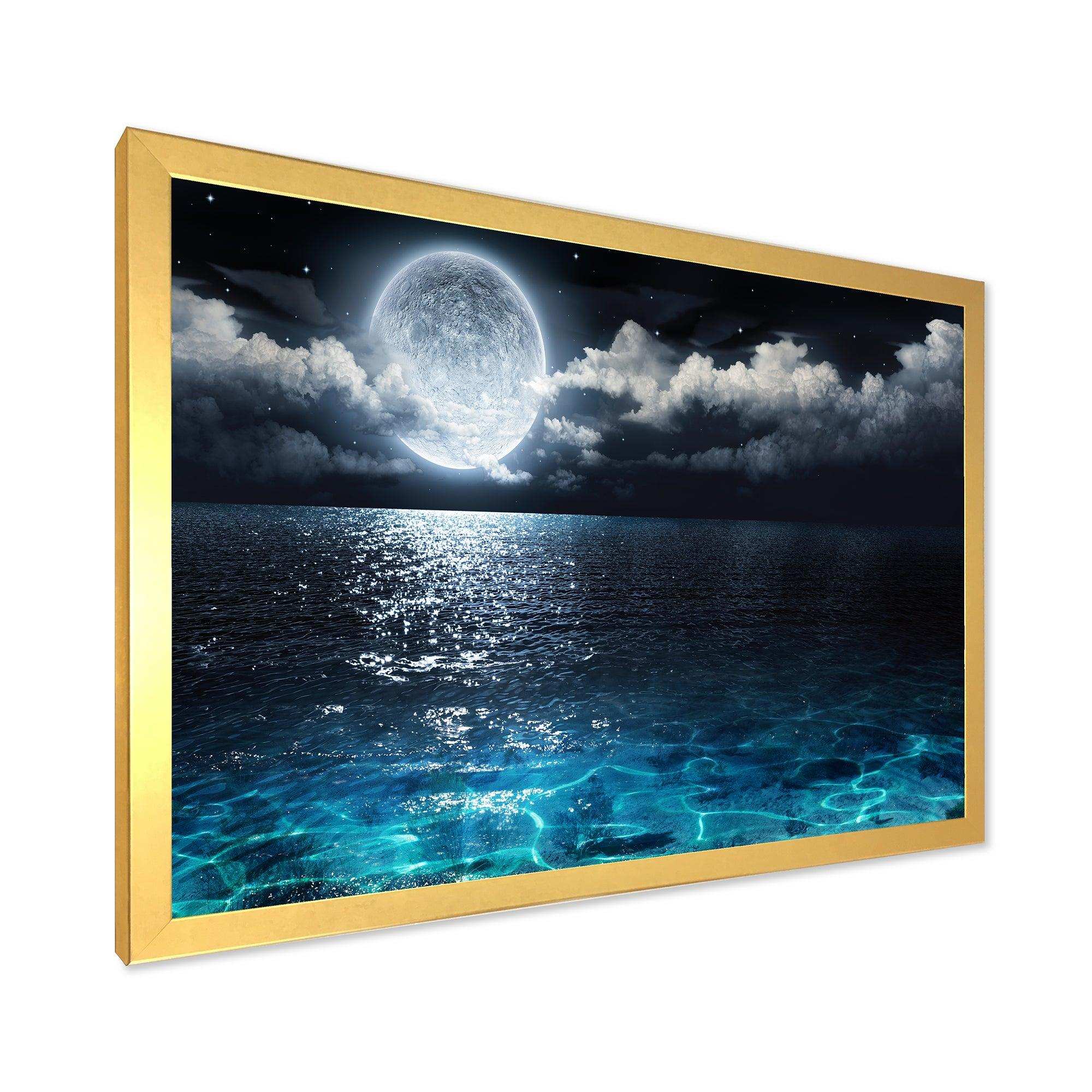 Romantic Full Moon Over Sea