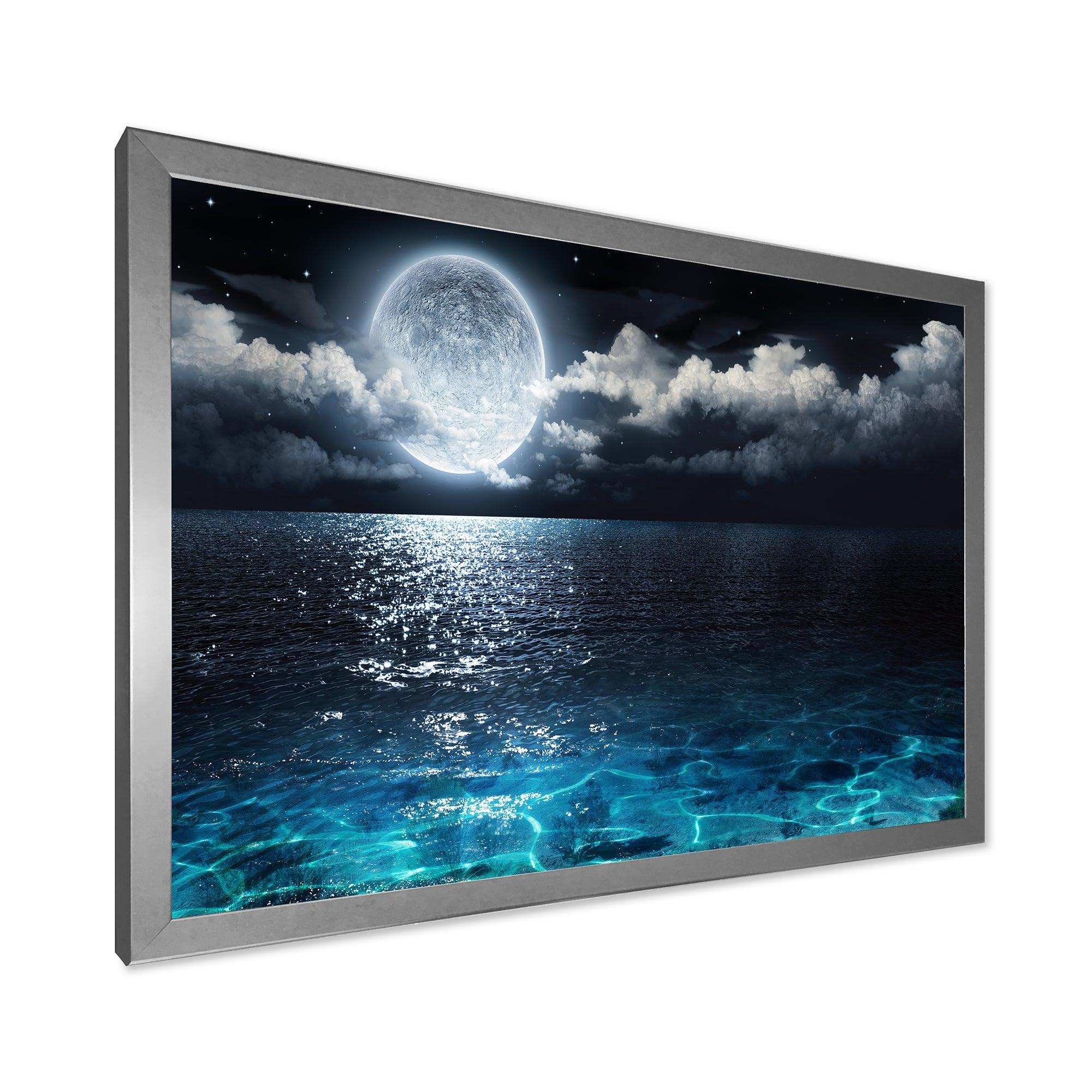 Romantic Full Moon Over Sea