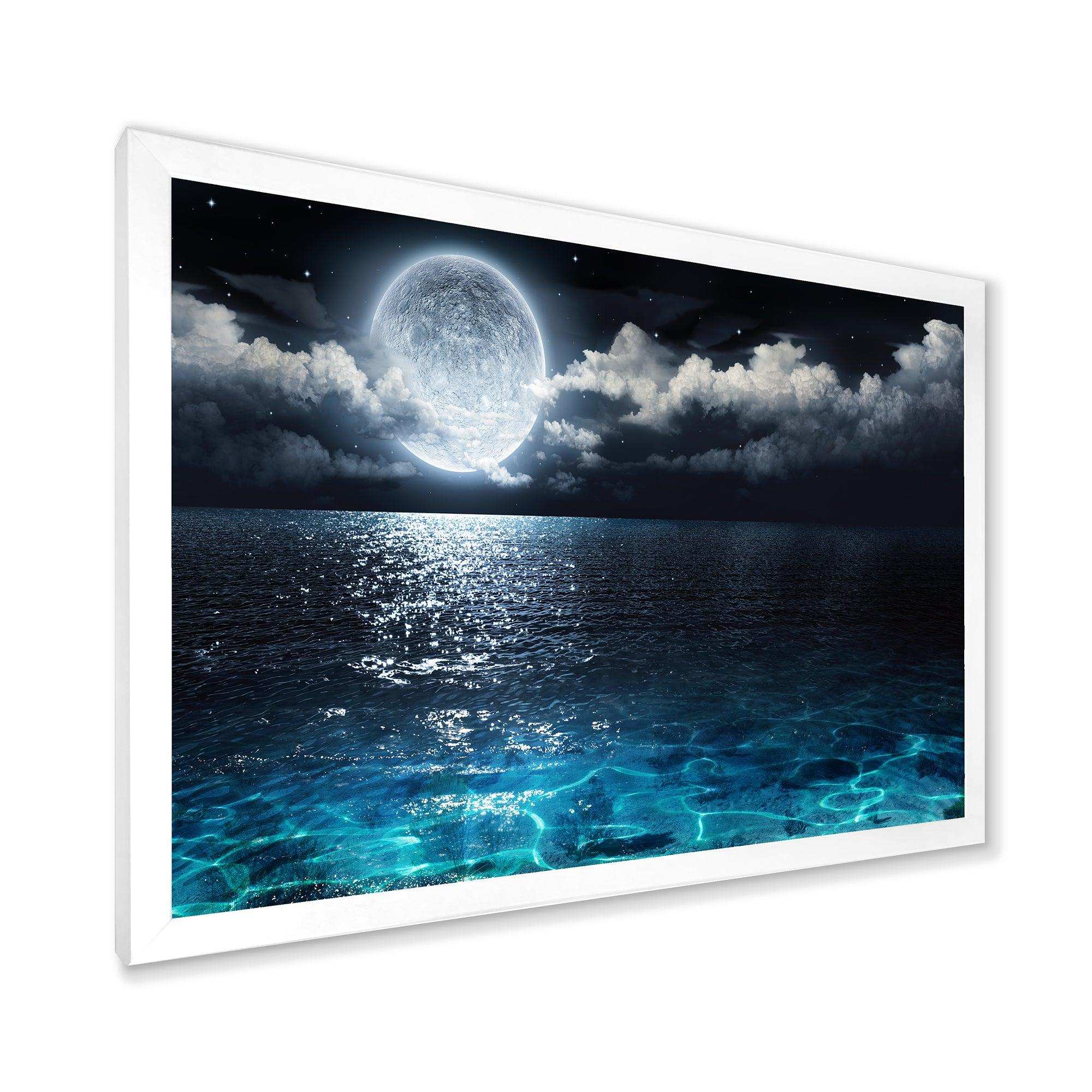 Romantic Full Moon Over Sea