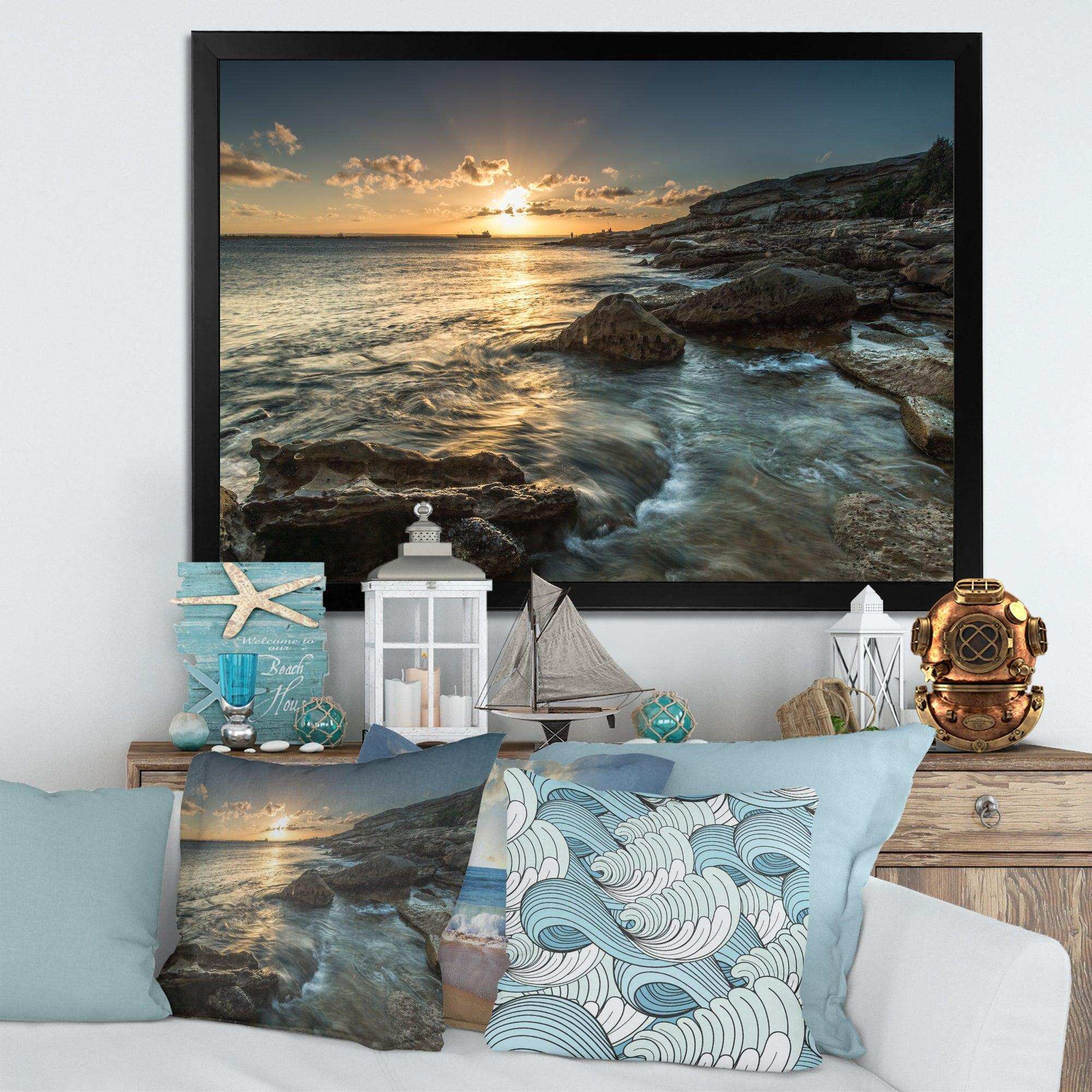 Sydney Beach with Bright Sunset