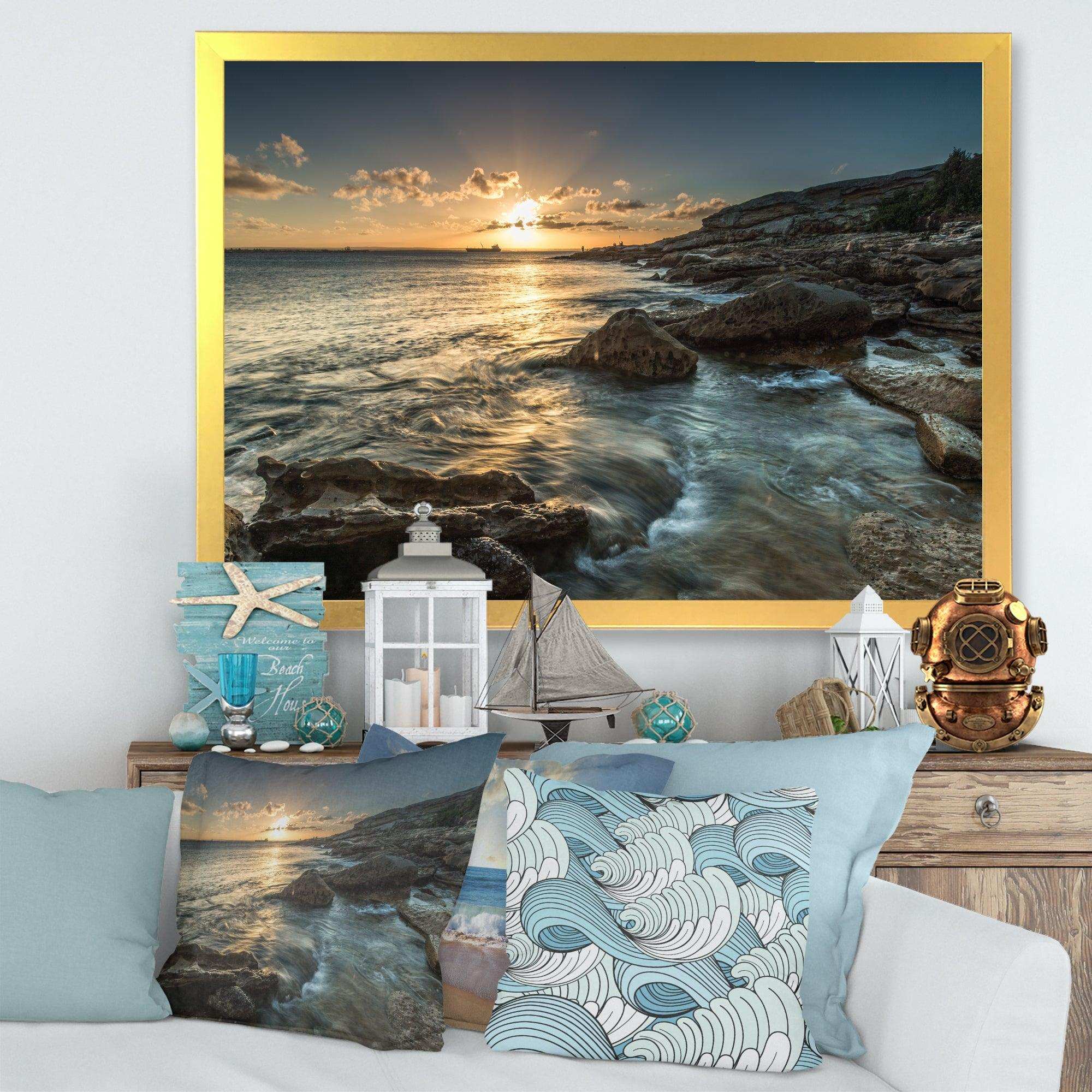 Sydney Beach with Bright Sunset