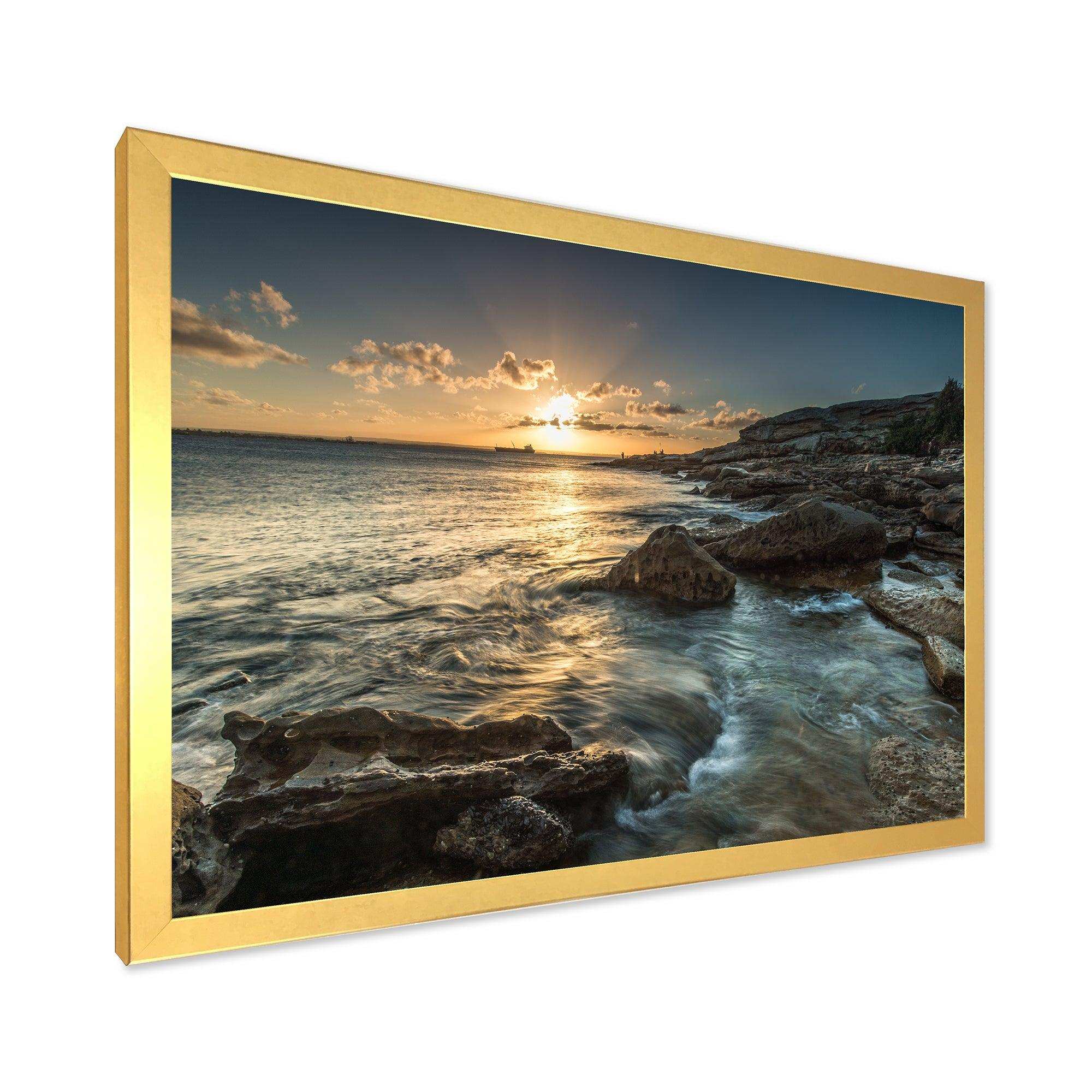 Sydney Beach with Bright Sunset