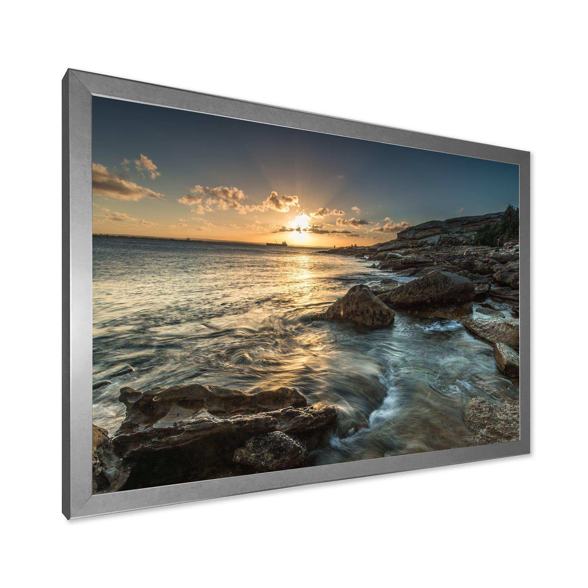 Sydney Beach with Bright Sunset