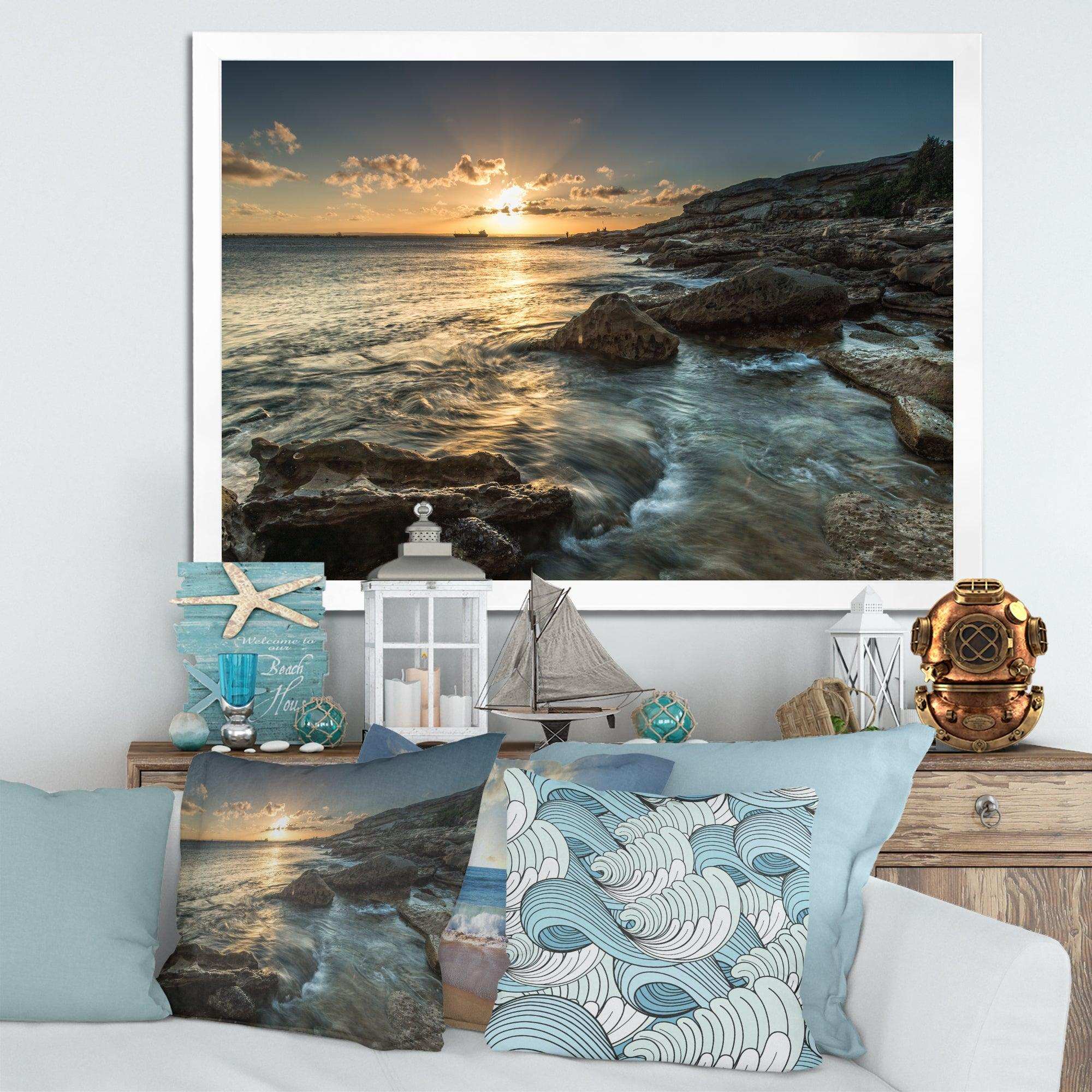 Sydney Beach with Bright Sunset