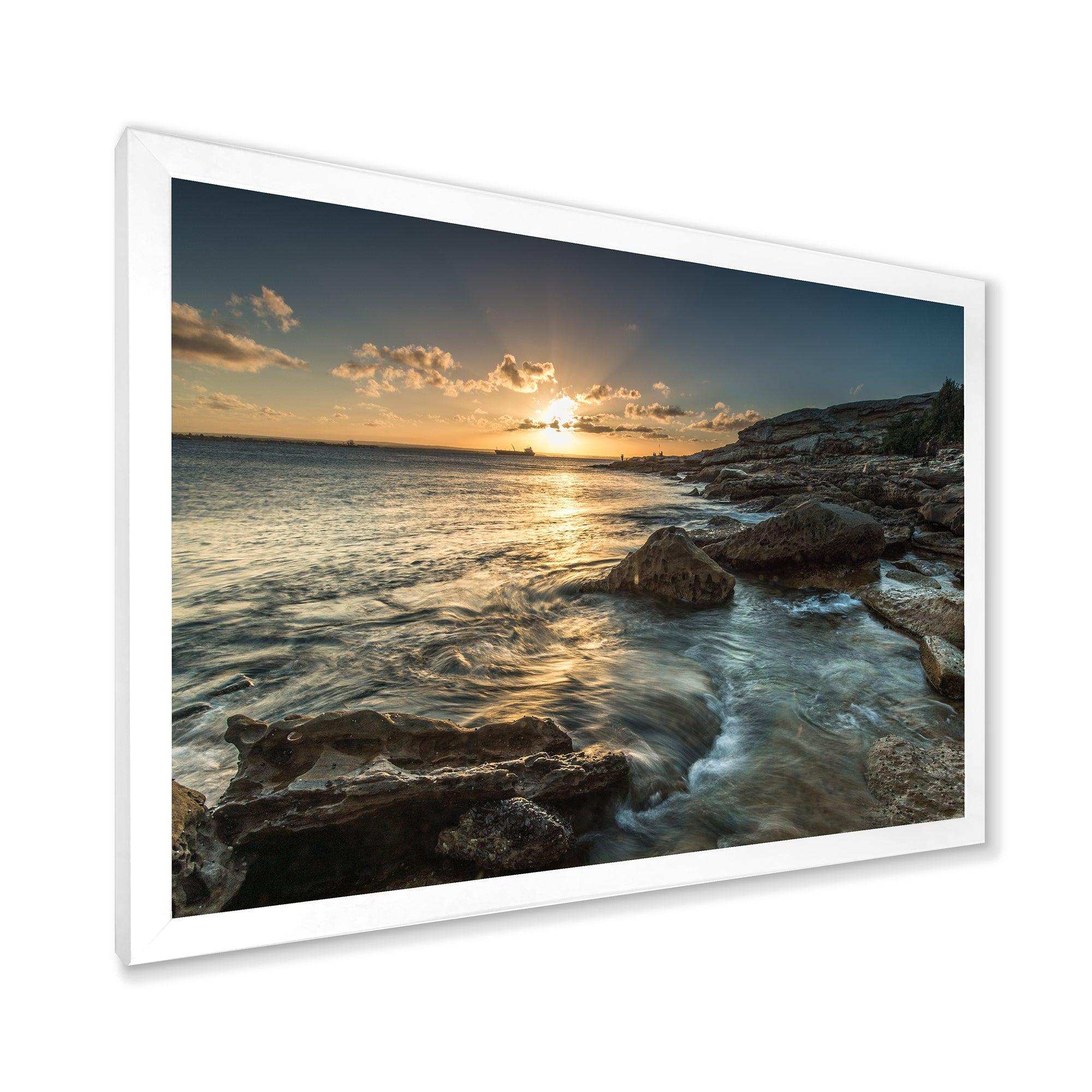 Sydney Beach with Bright Sunset