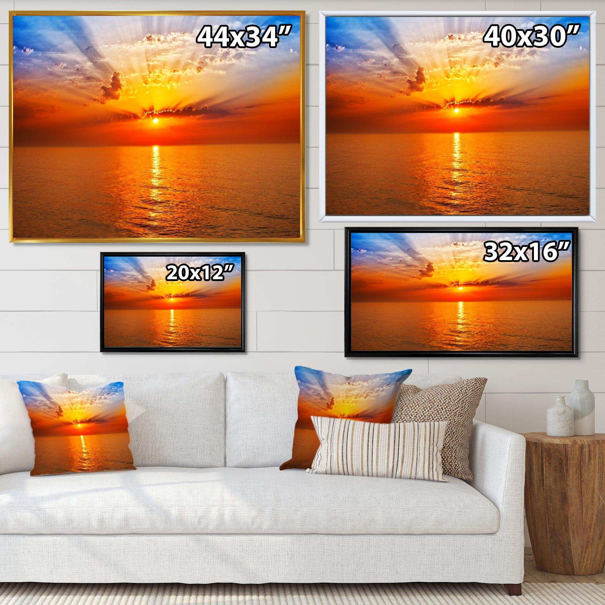Orange Sea Sunrise under Blue Sky