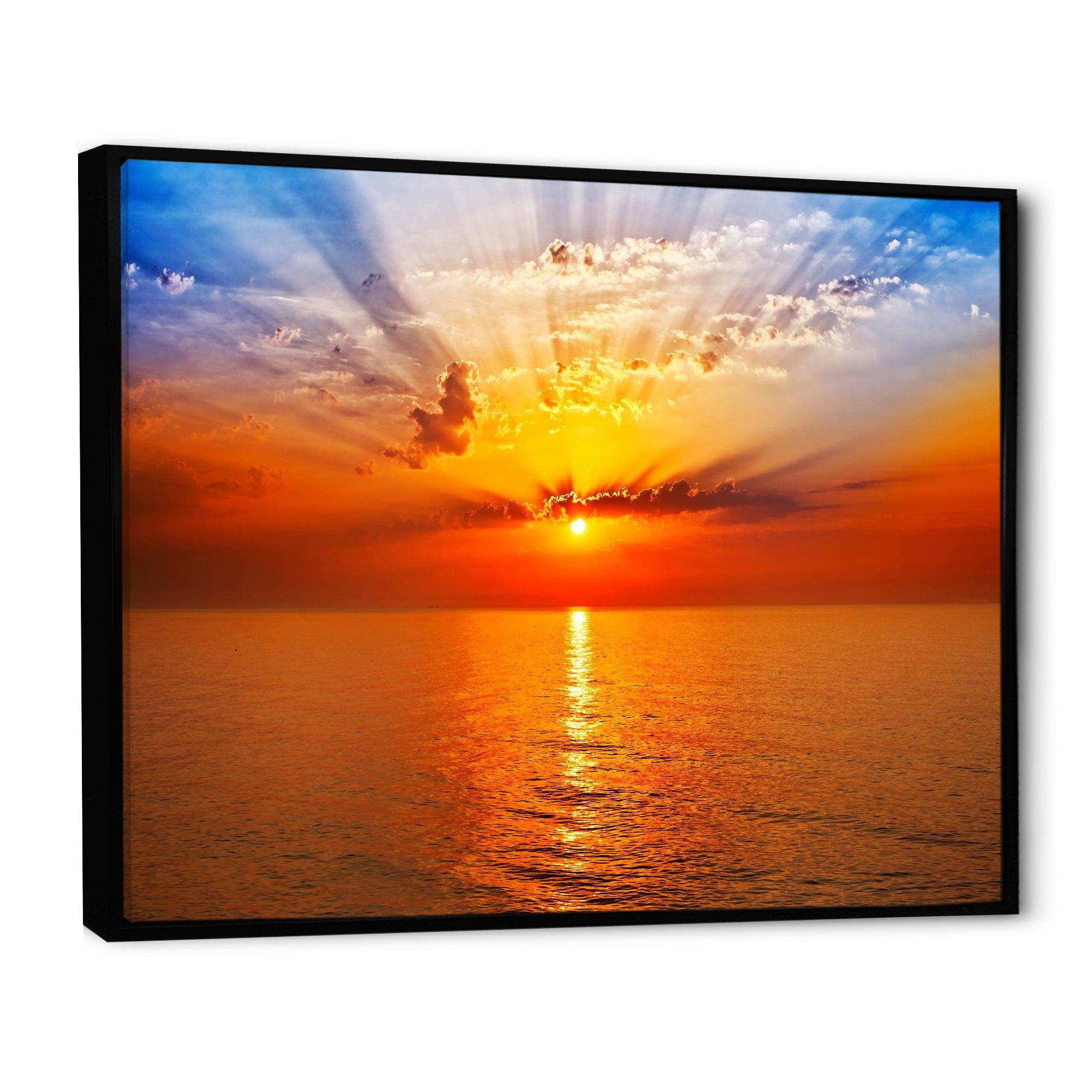 Orange Sea Sunrise under Blue Sky