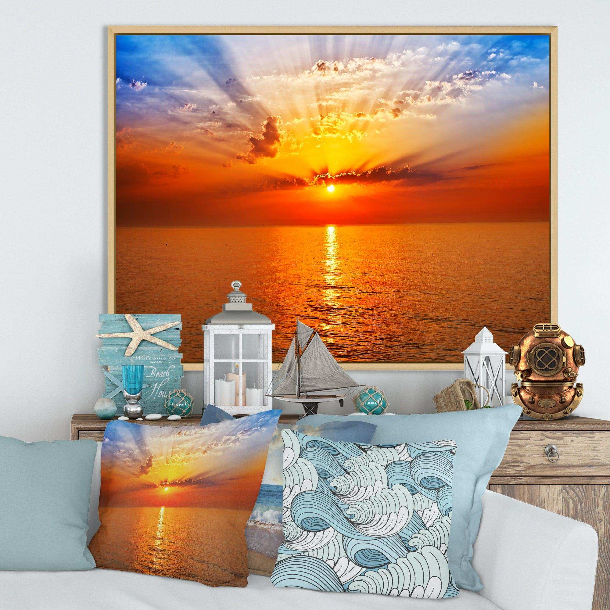 Orange Sea Sunrise under Blue Sky