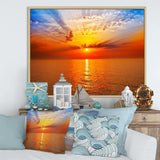 Orange Sea Sunrise under Blue Sky