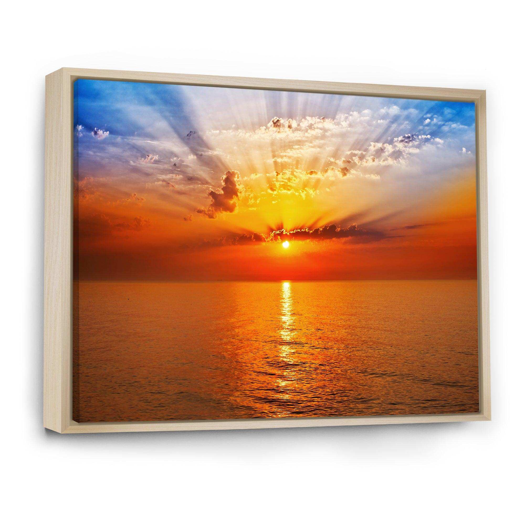 Orange Sea Sunrise under Blue Sky