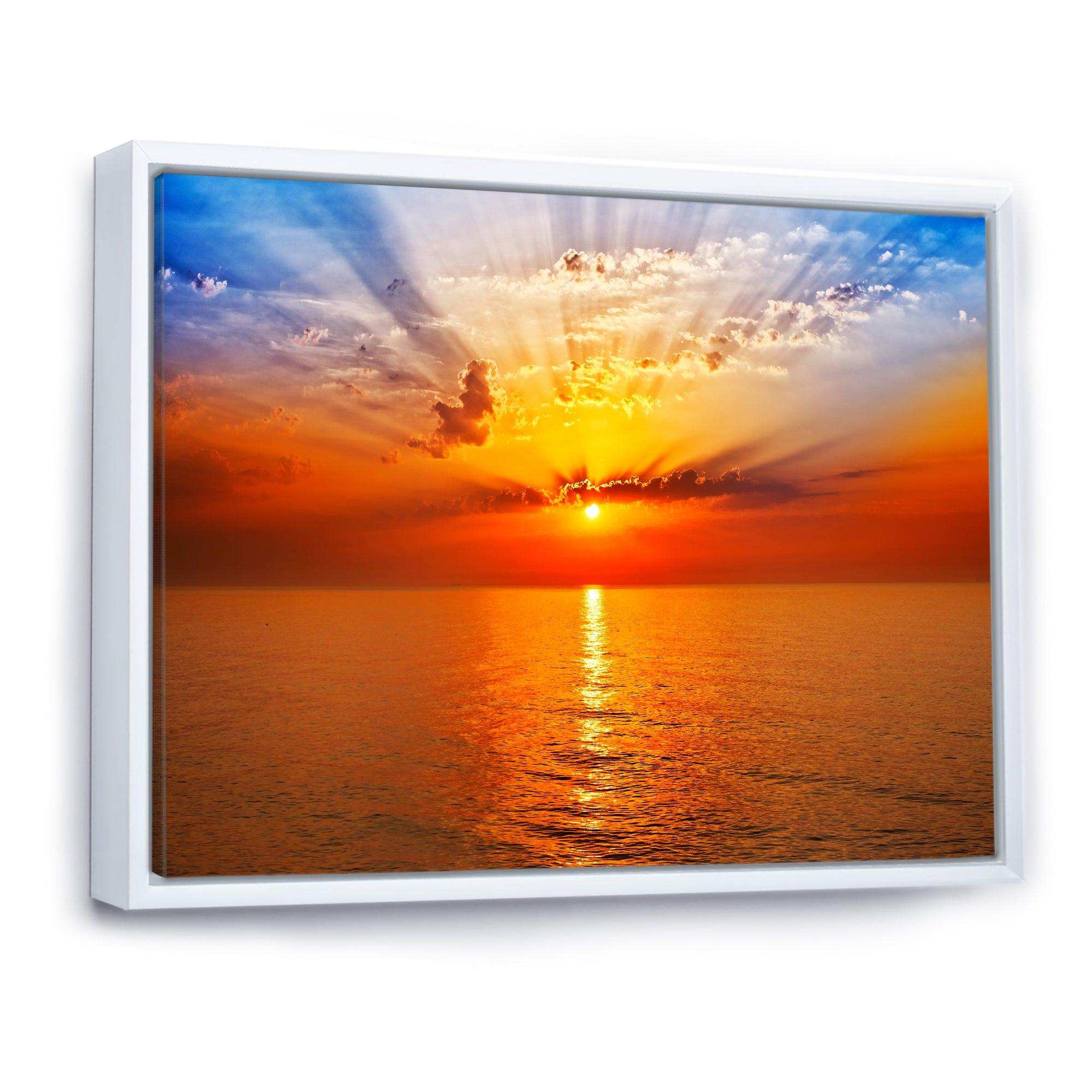 Orange Sea Sunrise under Blue Sky