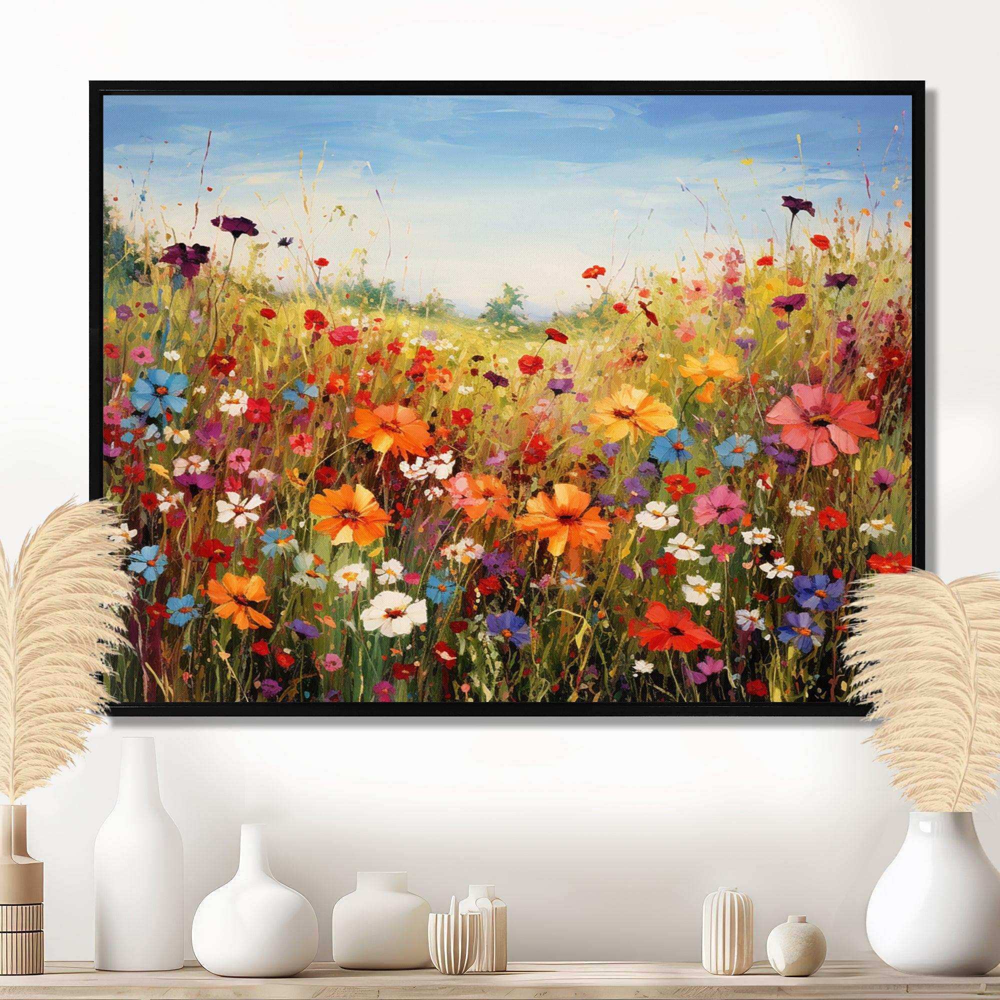 Colorful Wildflowers Meadow Blooms I - Floral Canvas Wall Art
