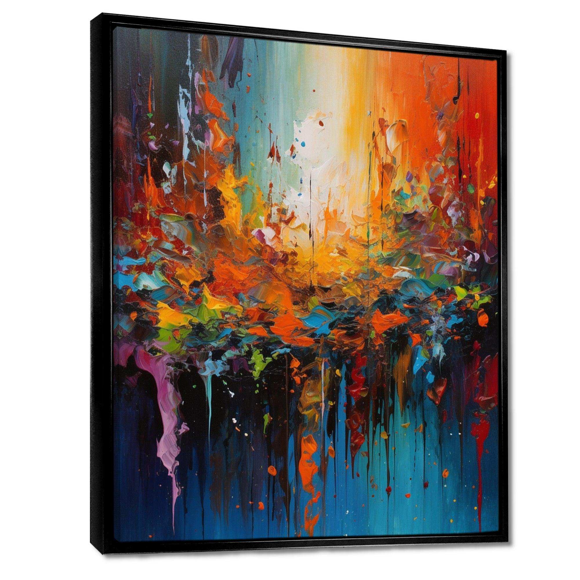 Orange Teal Cubist Fusion - Abstract Canvas Wall Art