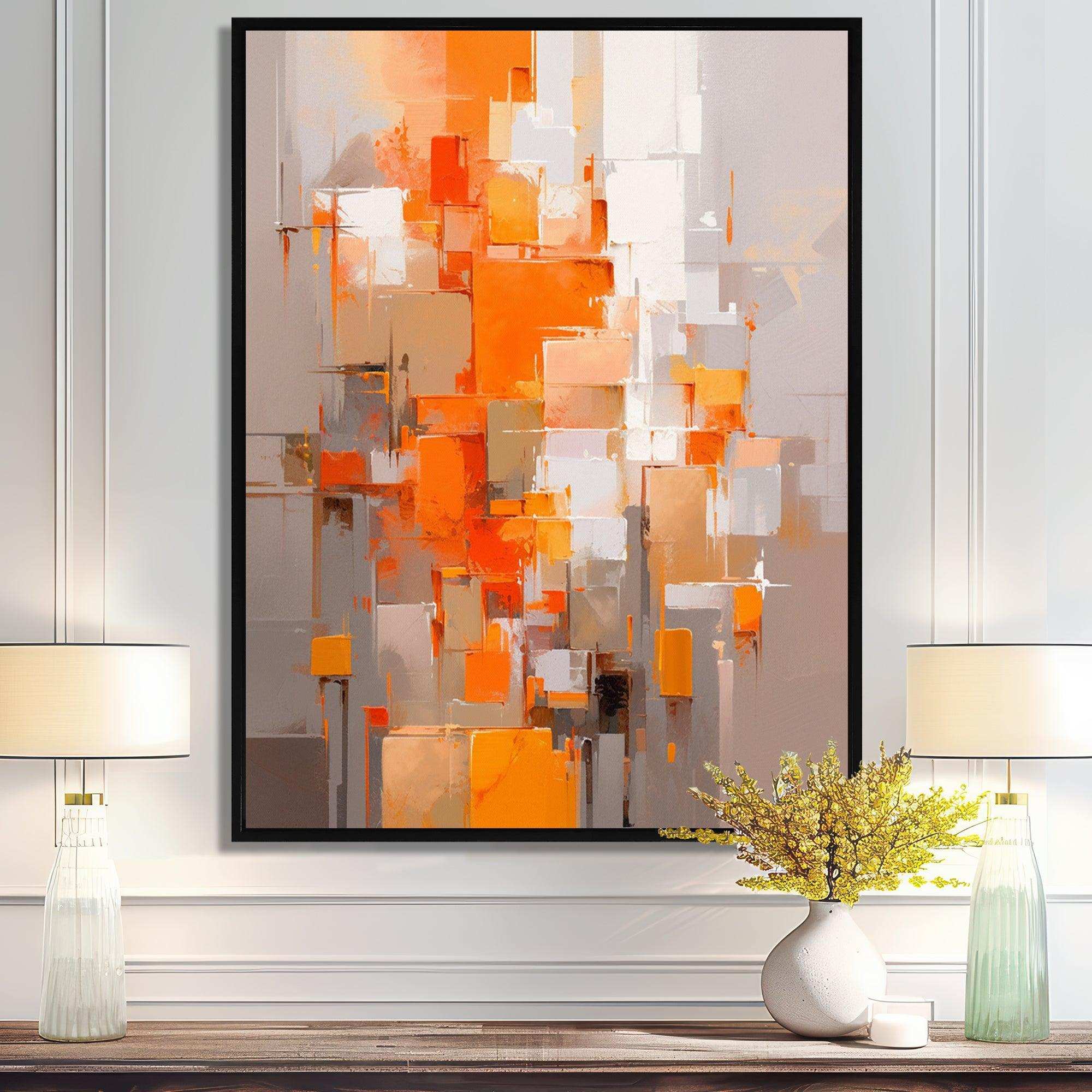 Orange Brown Shattered Realities - Abstract Canvas Wall Art
