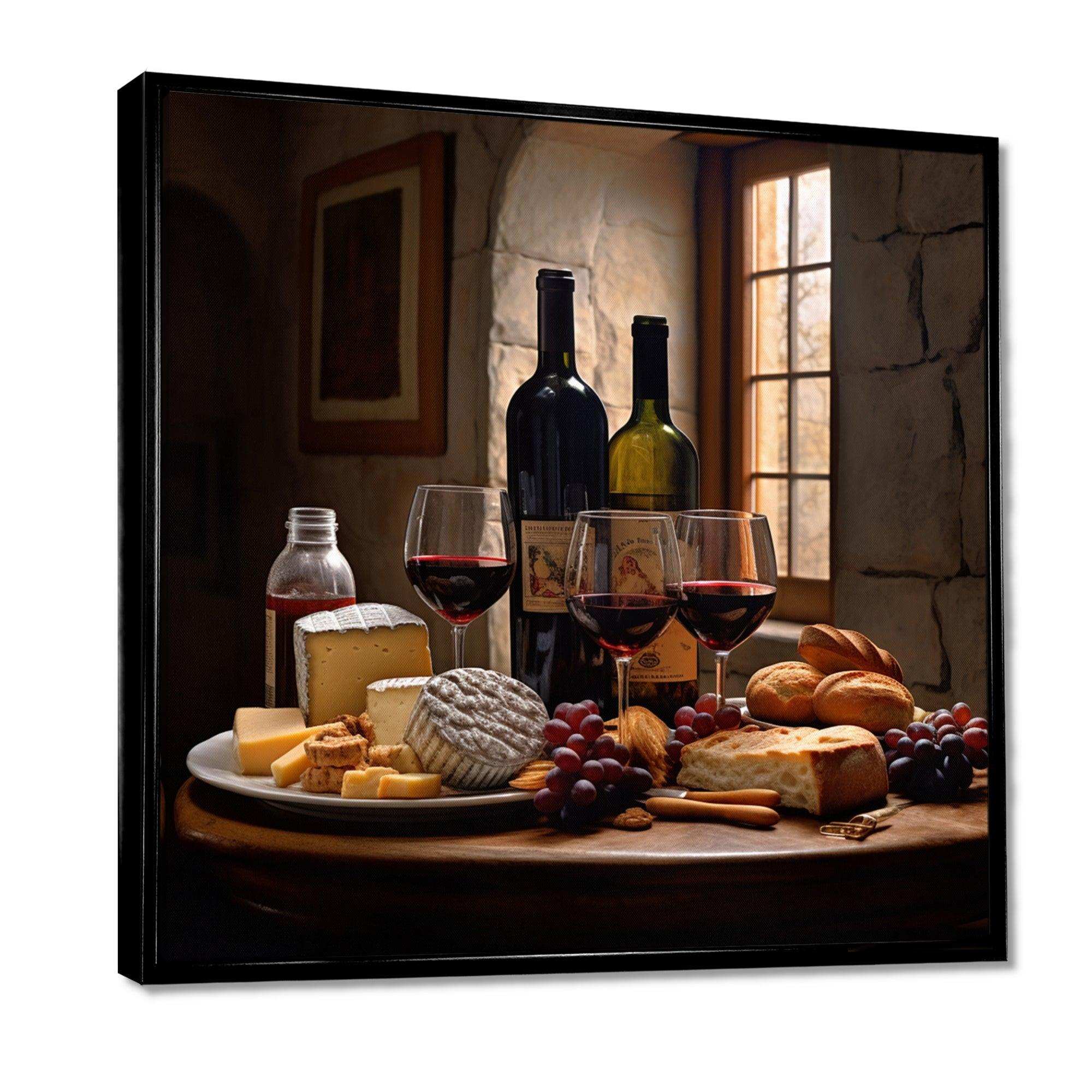 Cheese and Wine I - Food & Beverage Canvas Wall Art
