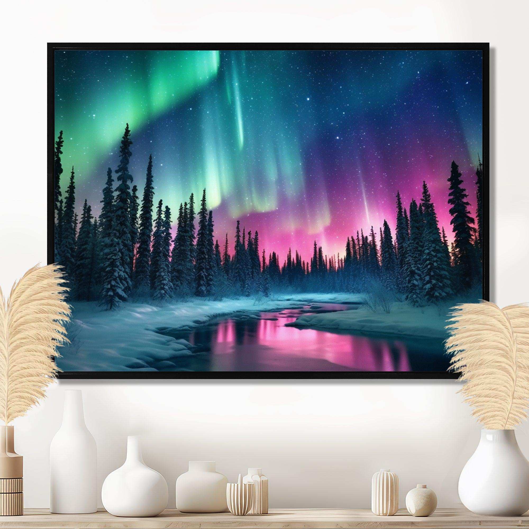 Northern Lights In Alaska II - Landscapes Canvas Wall Art