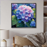 Blue Green Hydrangea Bloom - Floral Canvas Wall Art