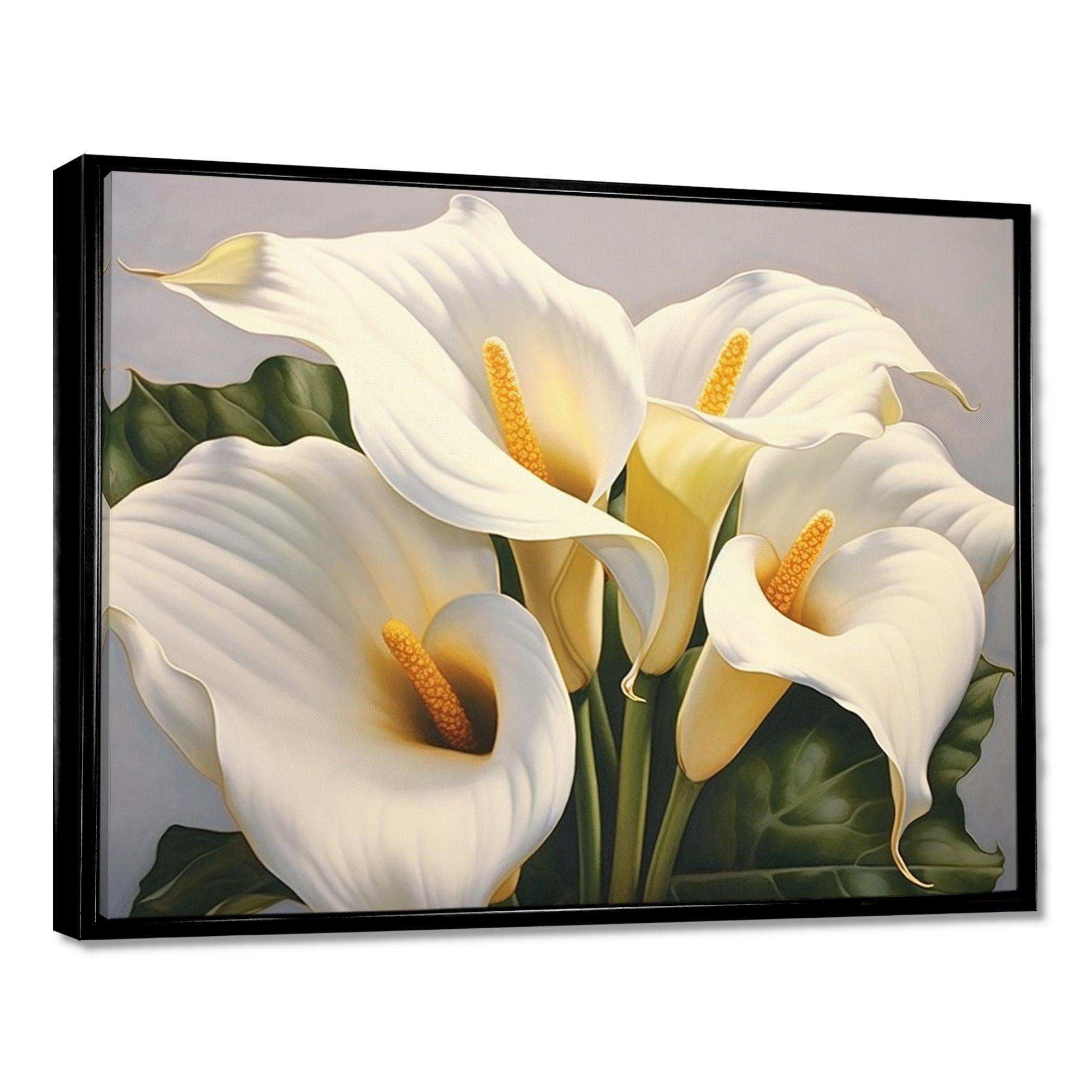 White Green Lily Serenade - Floral Canvas Wall Art