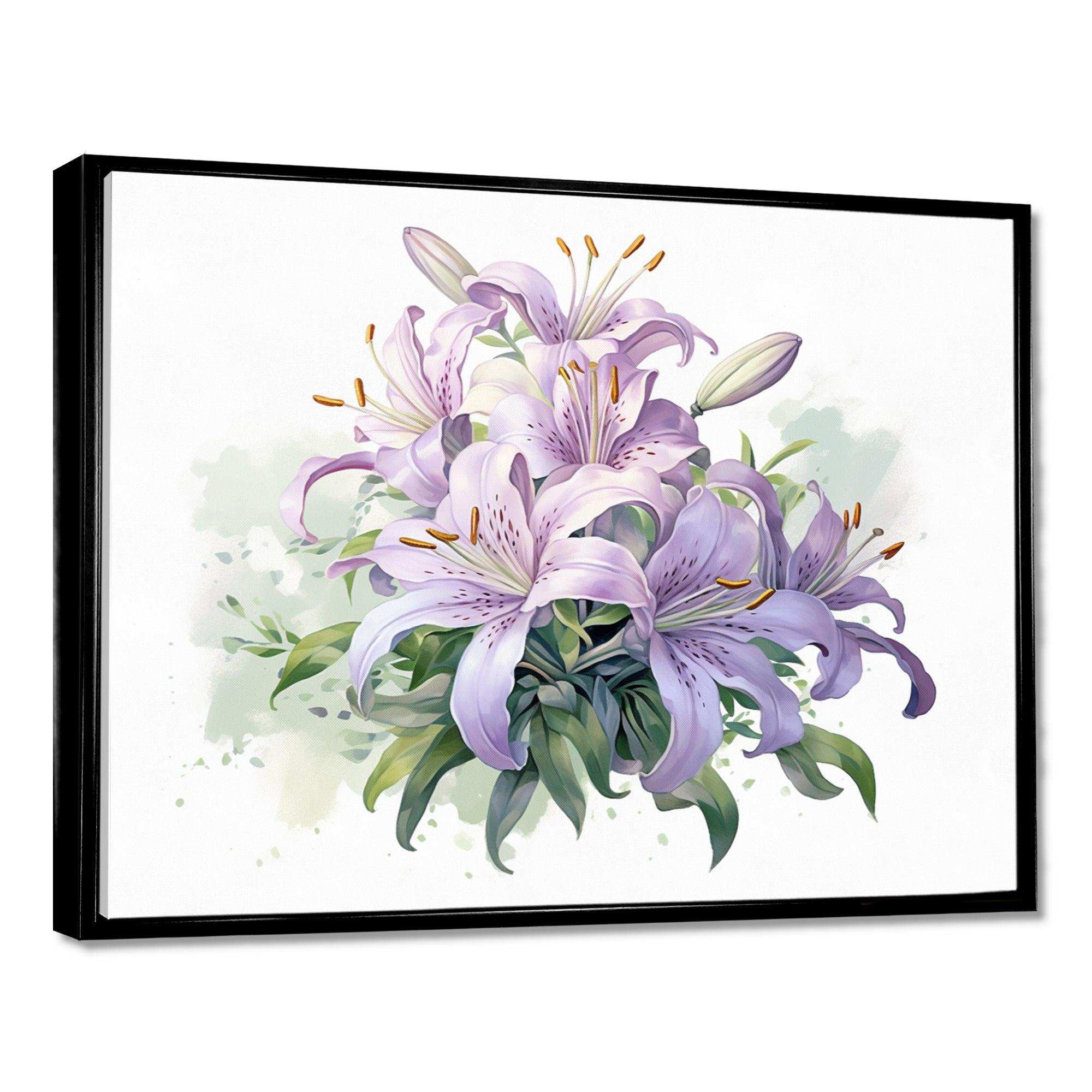 Purple Green Lily Symphony I - Floral Canvas Wall Art