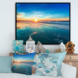 Blue Seashore with Distant Sunset