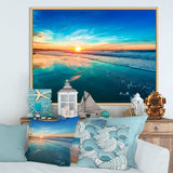 Blue Seashore with Distant Sunset