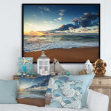 Sunrise and Glowing Waves in Ocean