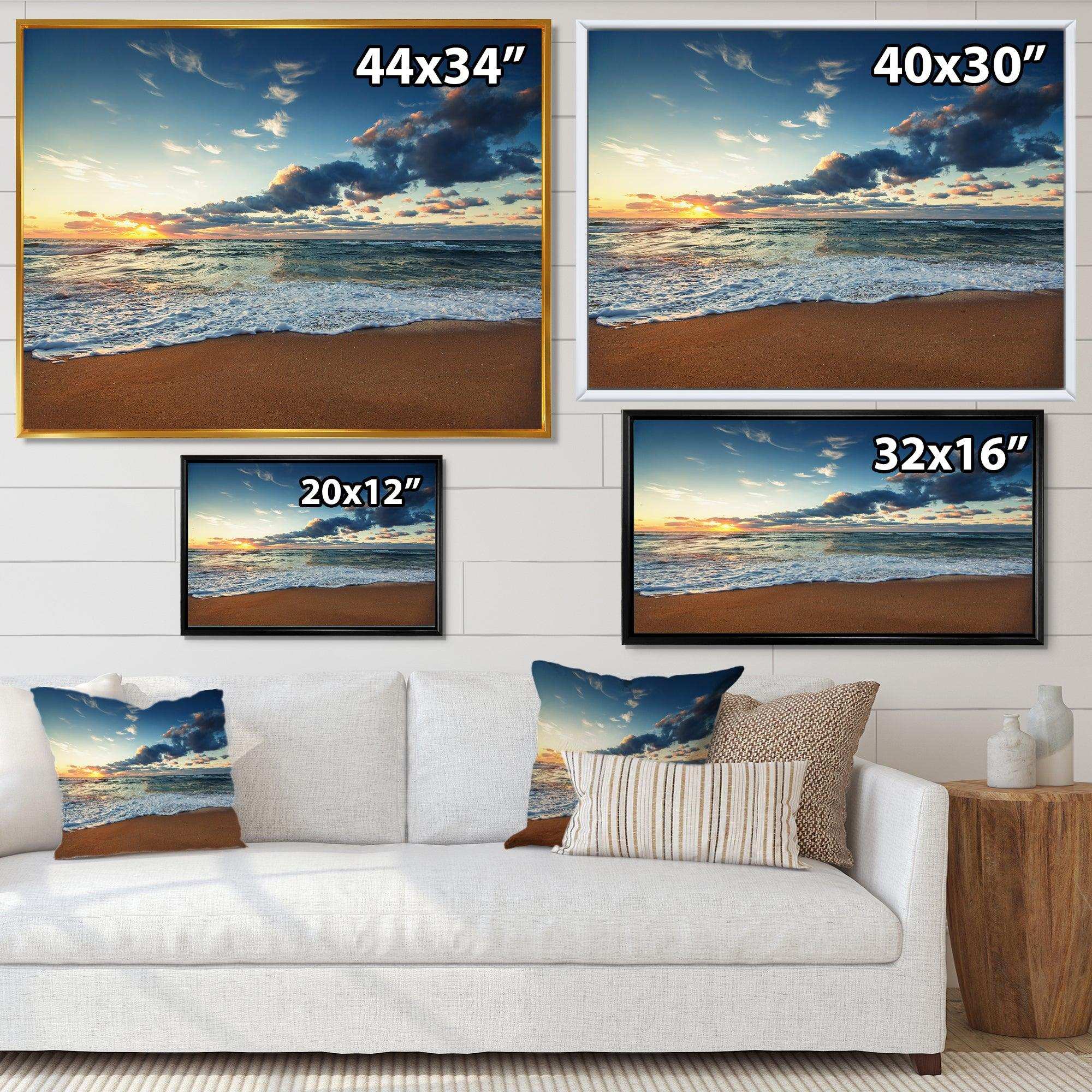 Sunrise and Glowing Waves in Ocean